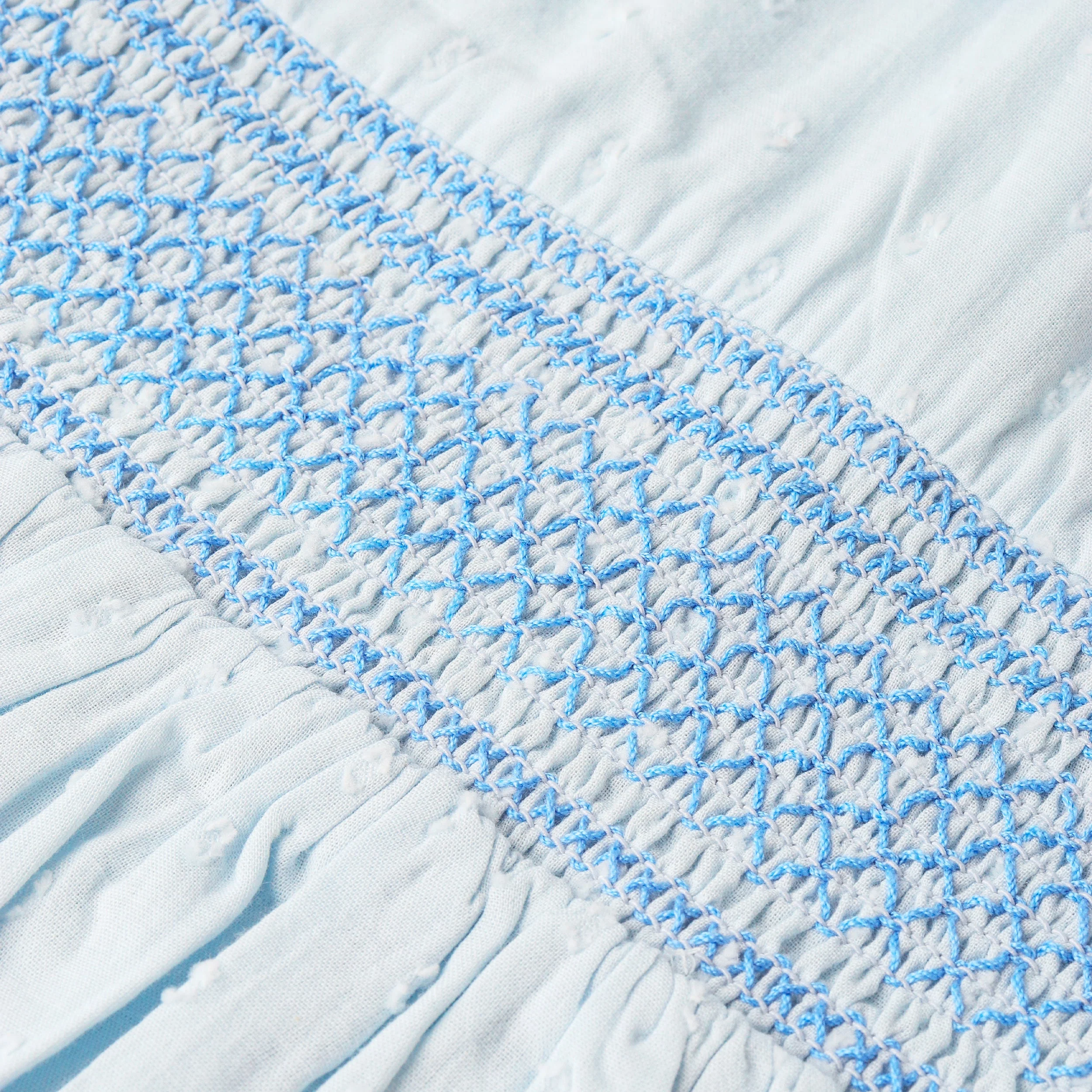 Organic Smocked Collar Dress - Light Blue - Image 4