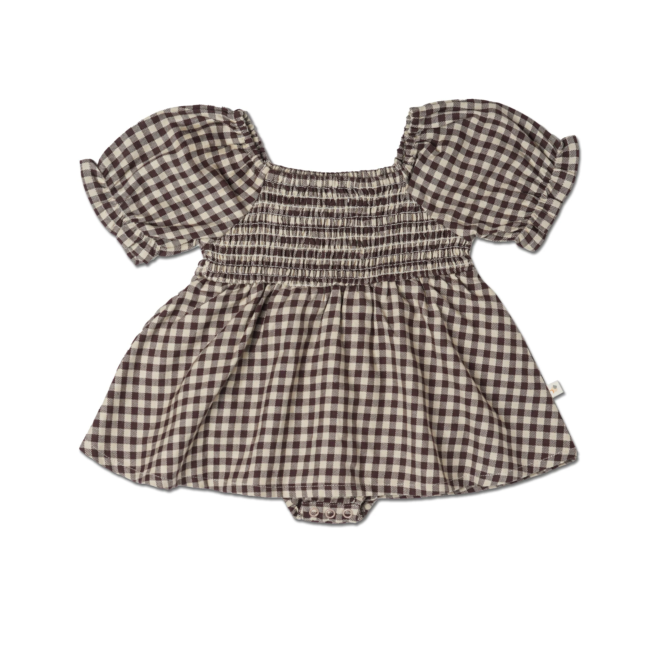Organic Smocked Dress W/ Bloomers - Gingham Checks - Image 2