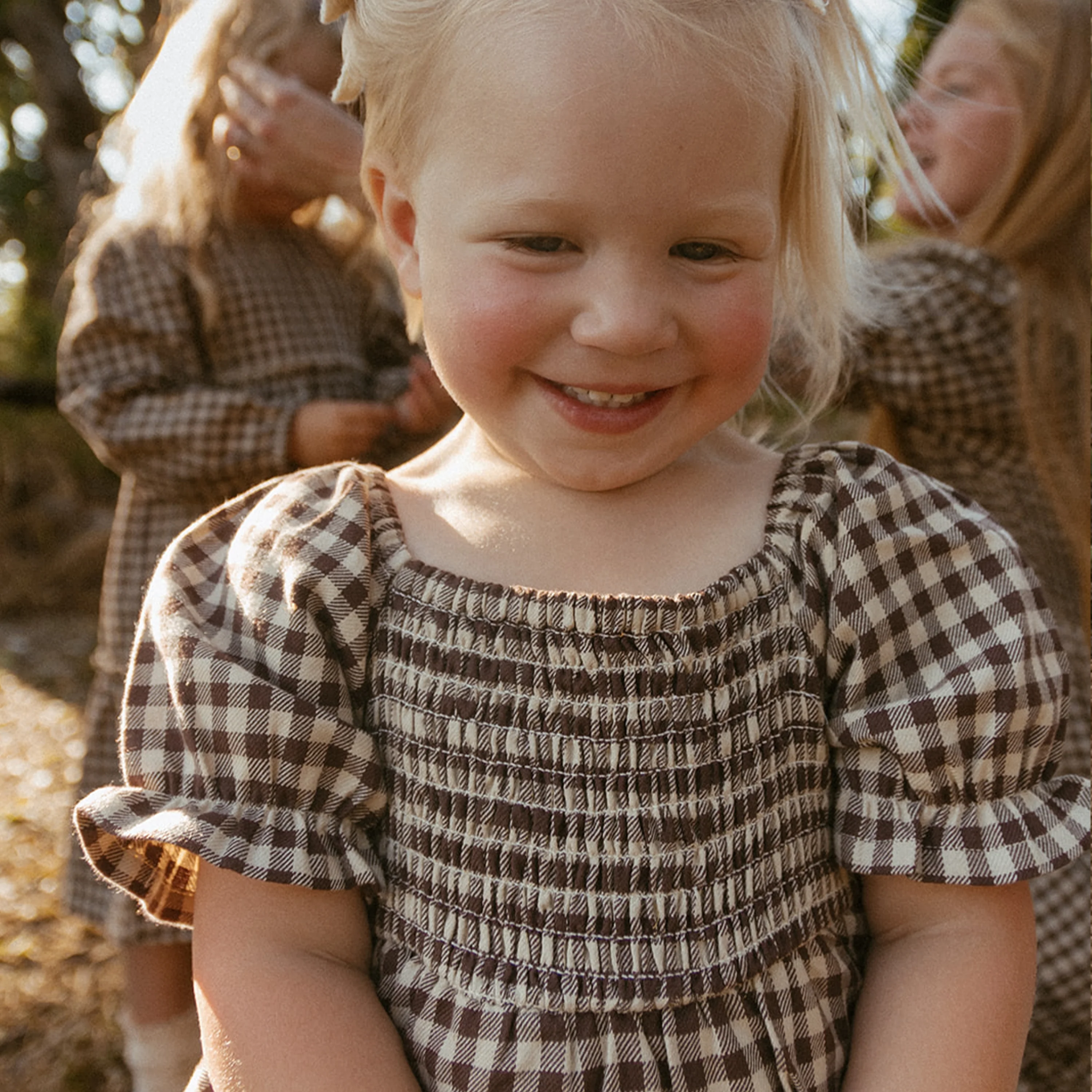 Organic Smocked Dress W/ Bloomers - Gingham Checks - Image 3