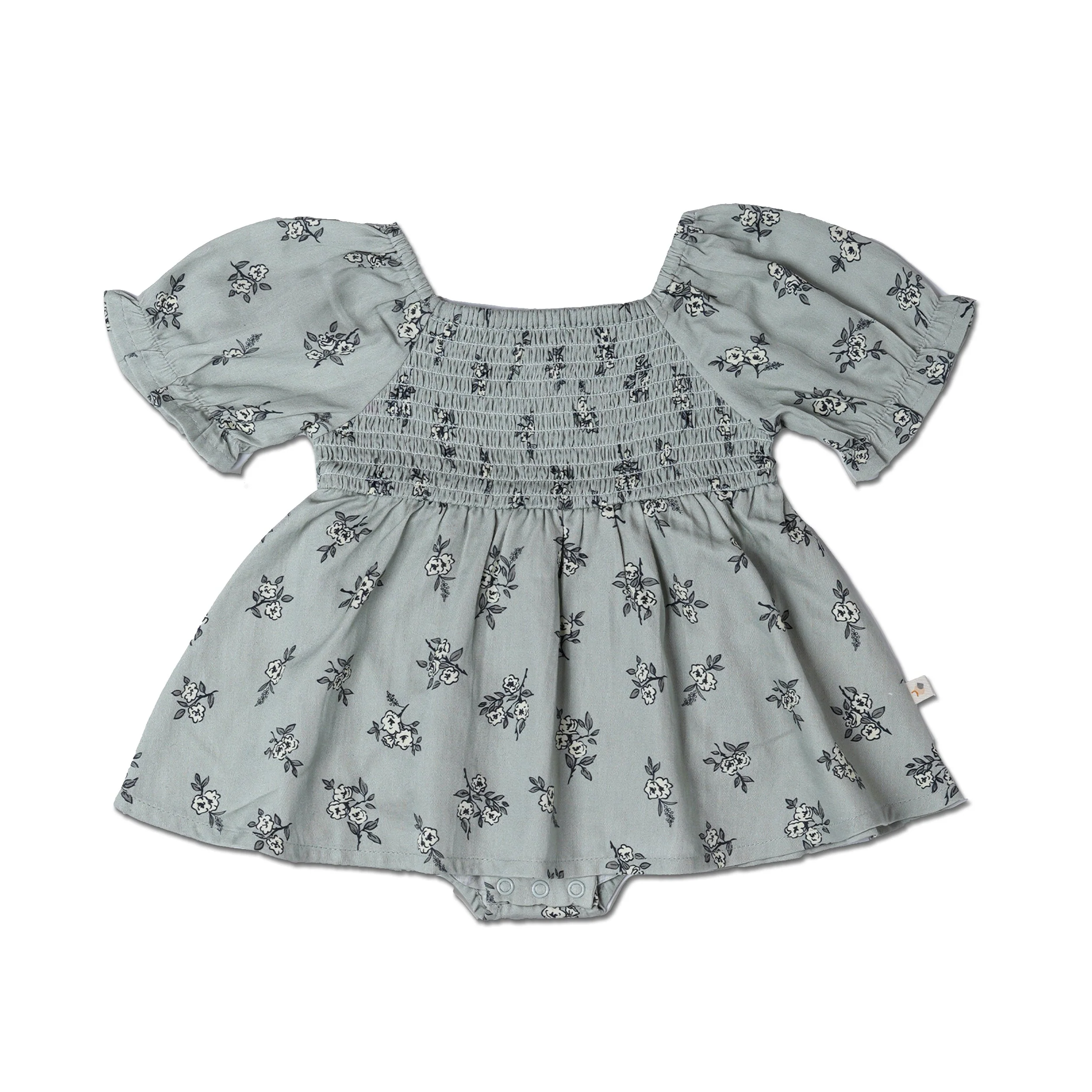 Organic Smocked Dress W/ Bloomers - Sage Bloom - Image 2