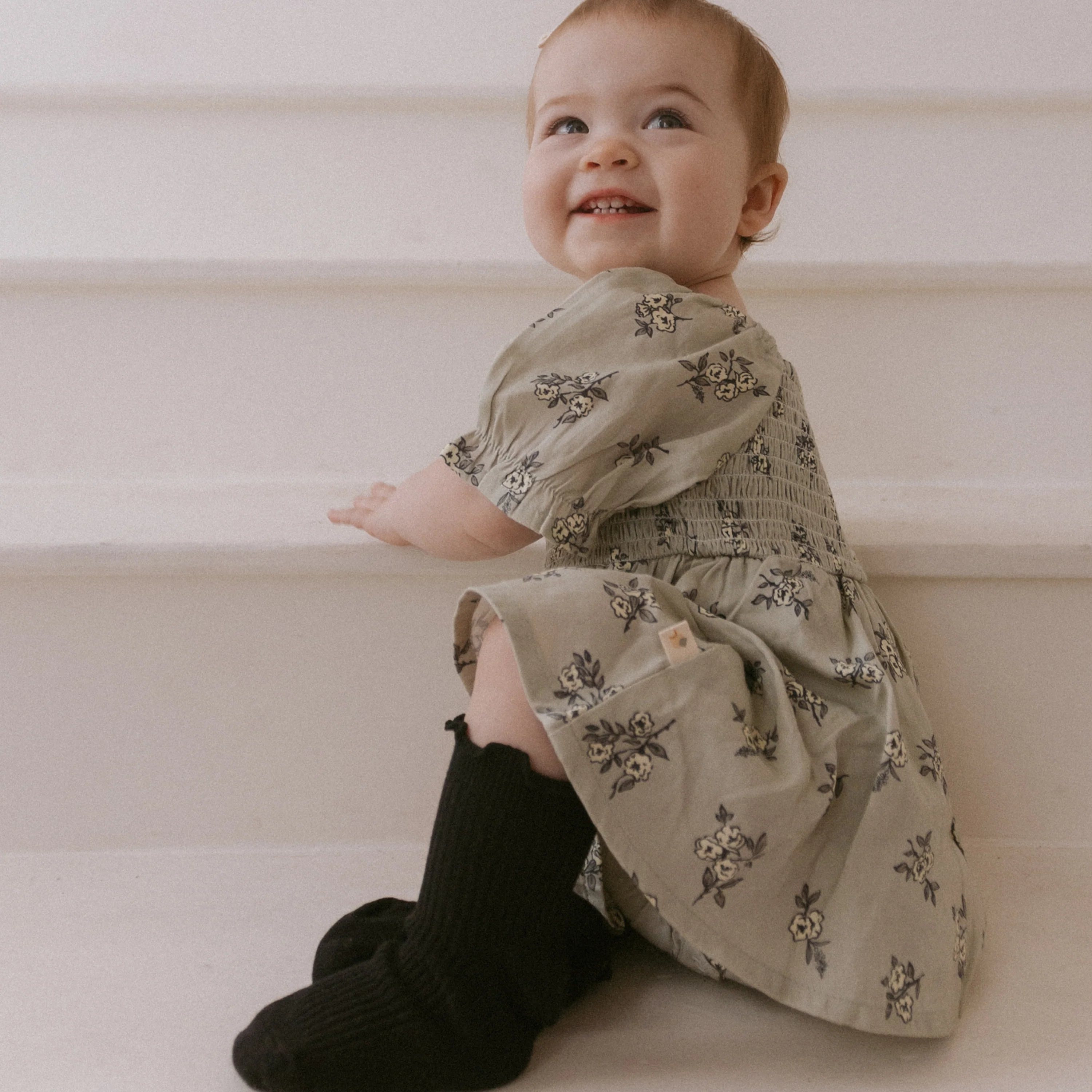 Organic Smocked Dress W/ Bloomers - Sage Bloom - Image 4
