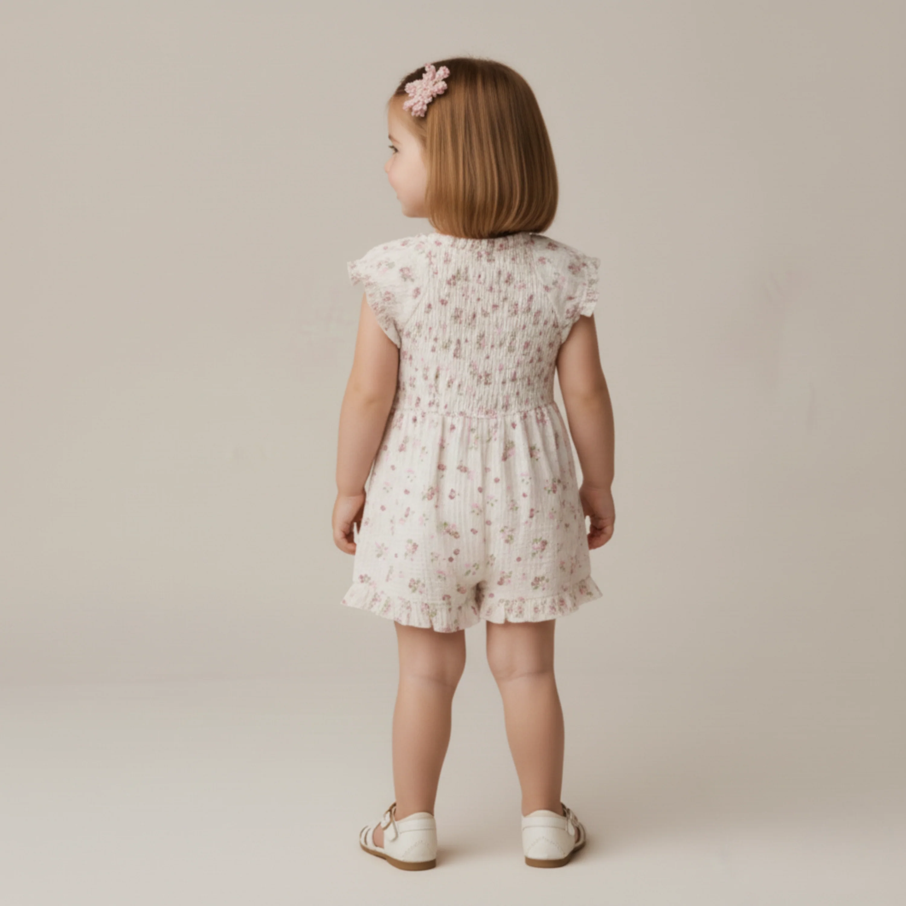 Organic Smocked Jumpsuit - Blush Floral - Image 3