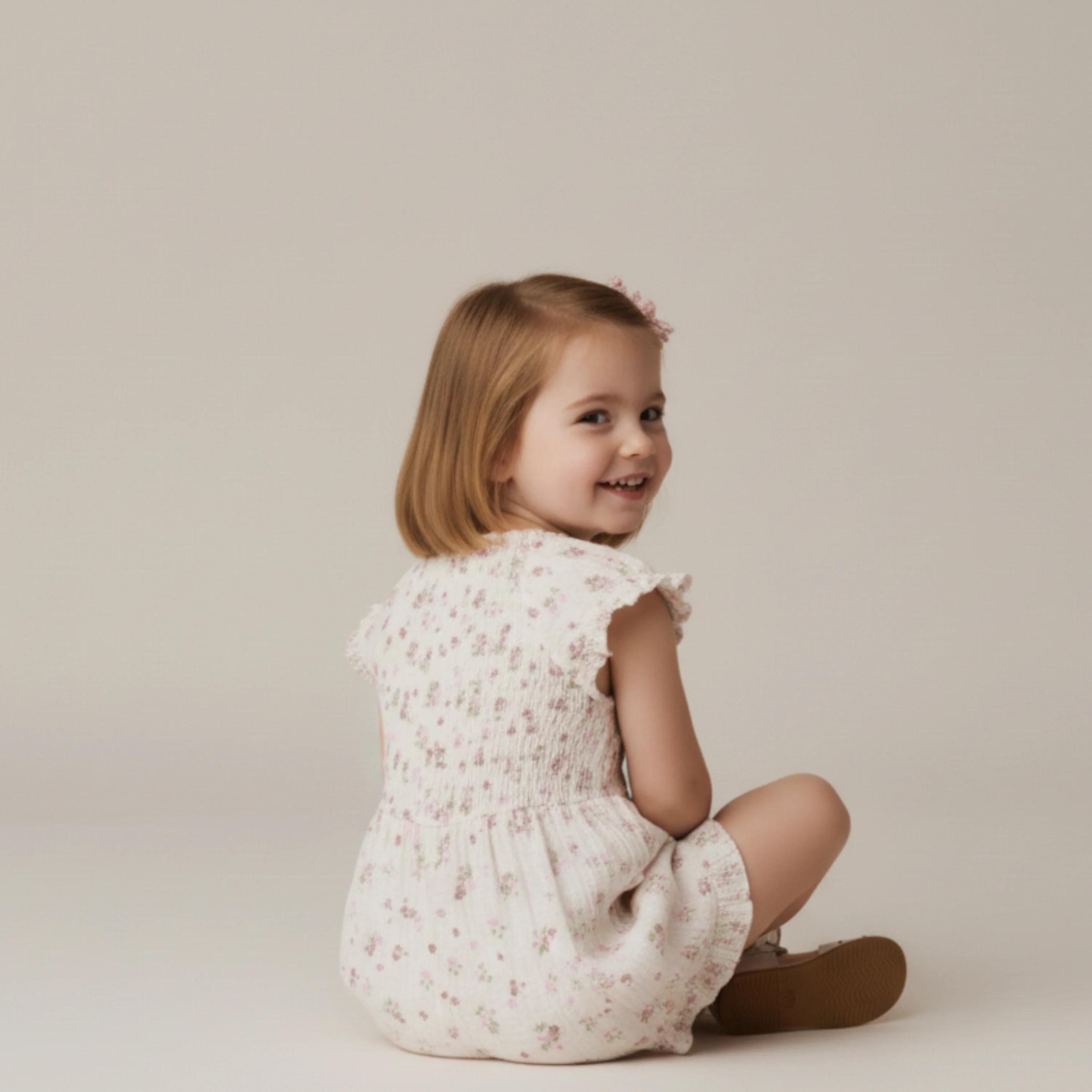 Organic Smocked Jumpsuit - Blush Floral - Image 5