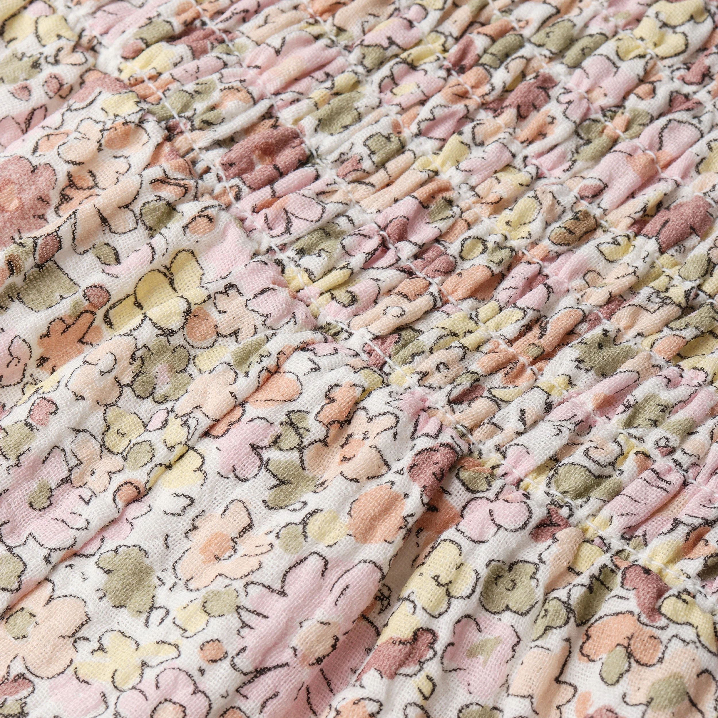 Organic Smocked Jumpsuit - Pastel Bloom - Image 3