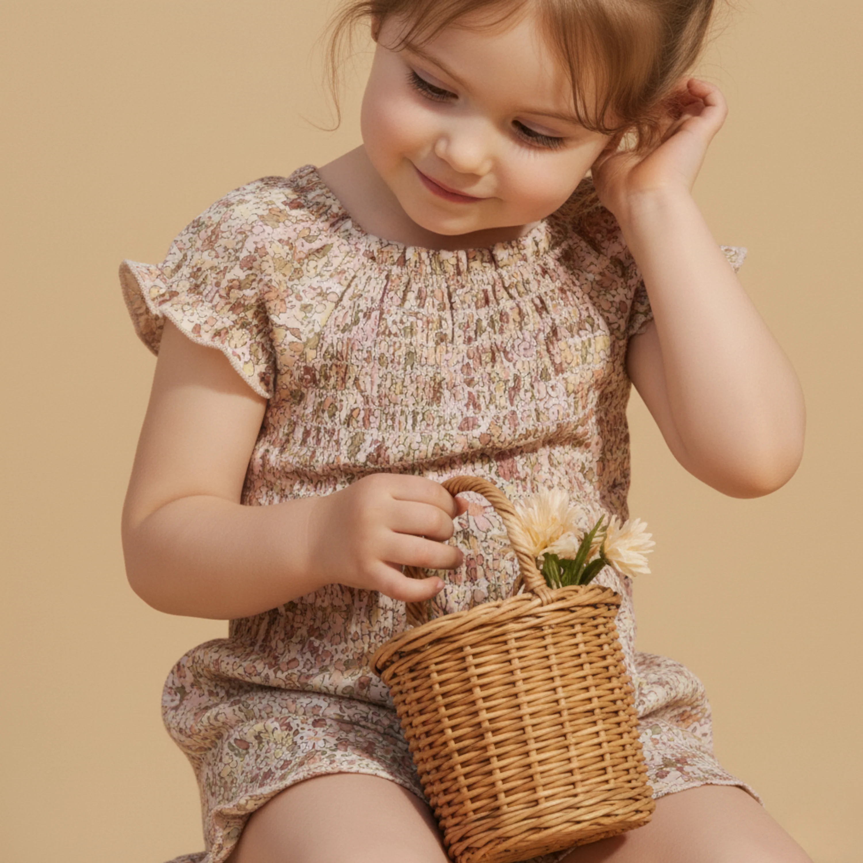 Organic Smocked Jumpsuit - Pastel Bloom - Image 5