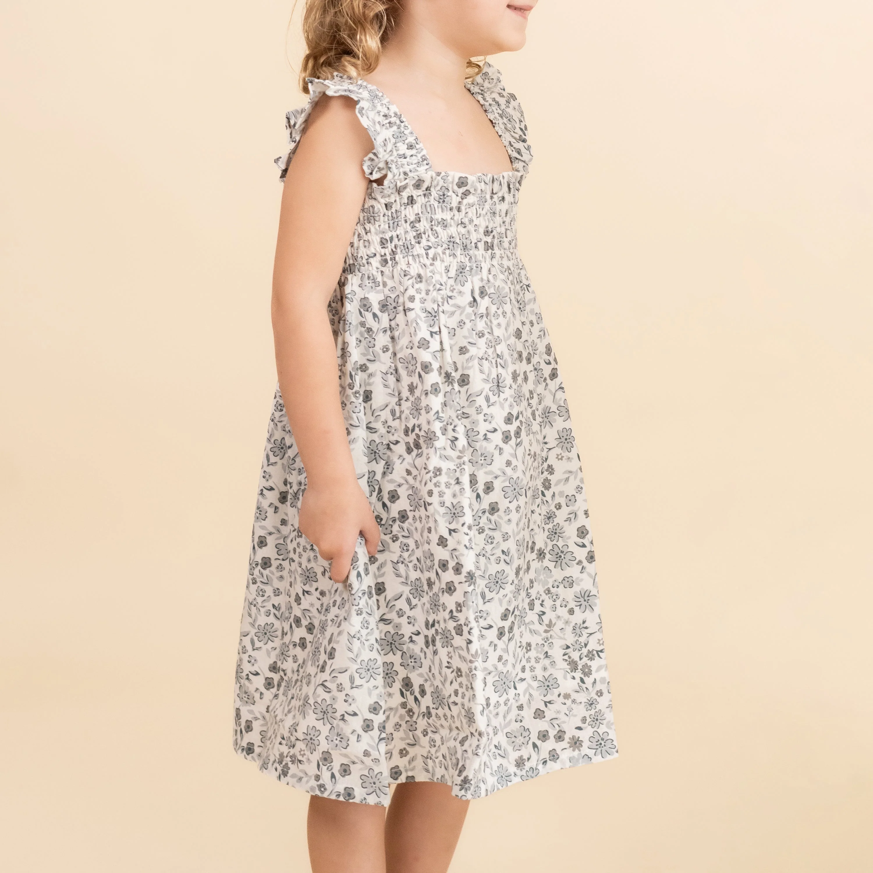 Organic Smocked Sundress - Blue Petunia - Image 3