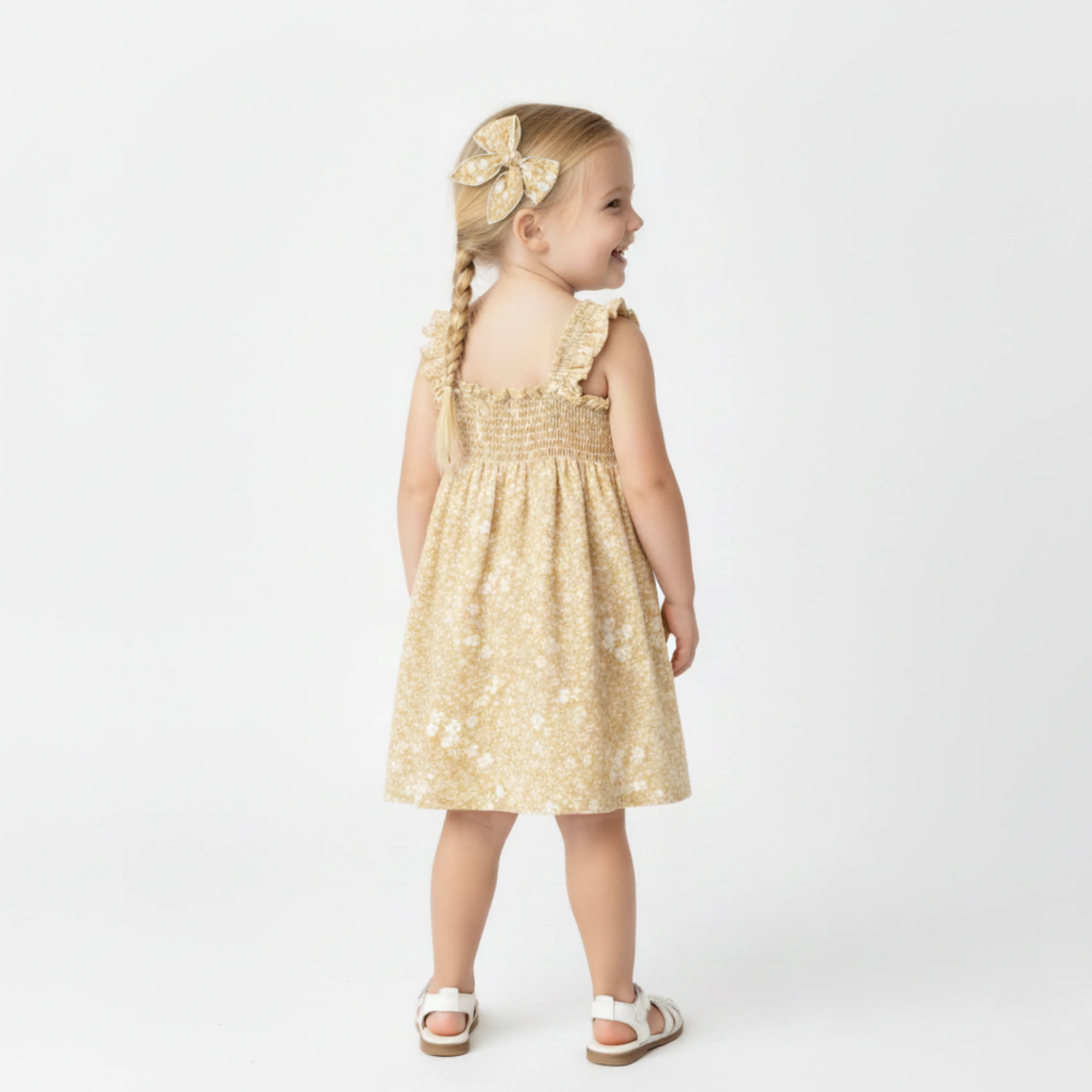 Organic Smocked Sundress - Yellow Blossom - Image 3