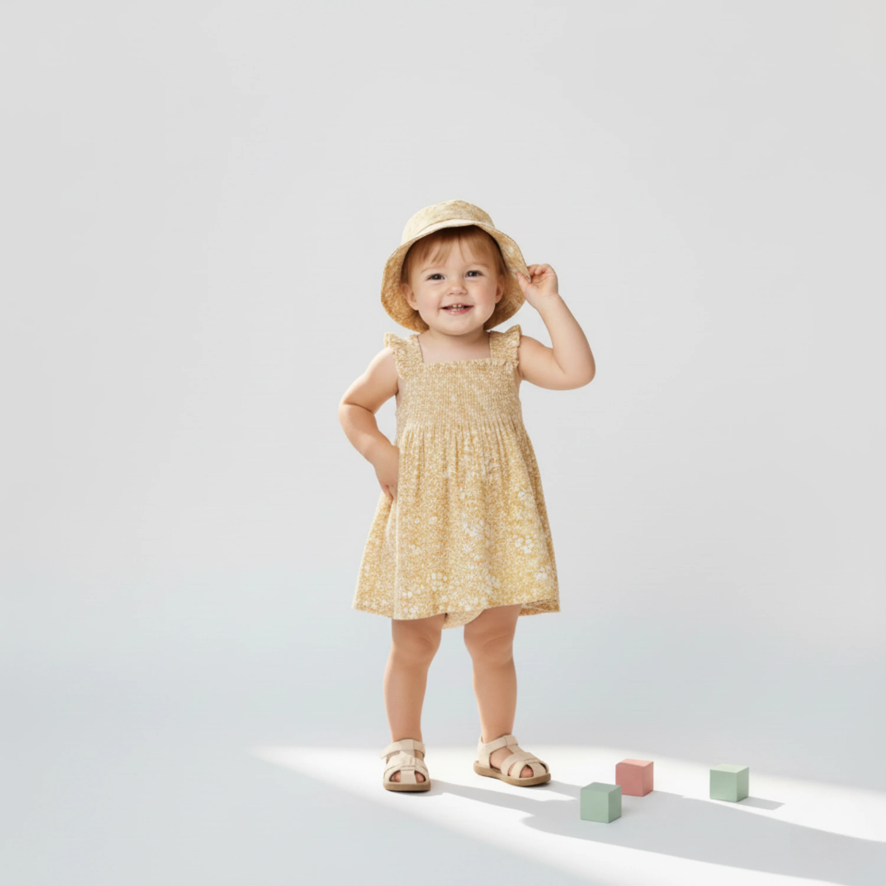 Organic Smocked Sundress - Yellow Blossom - Image 4