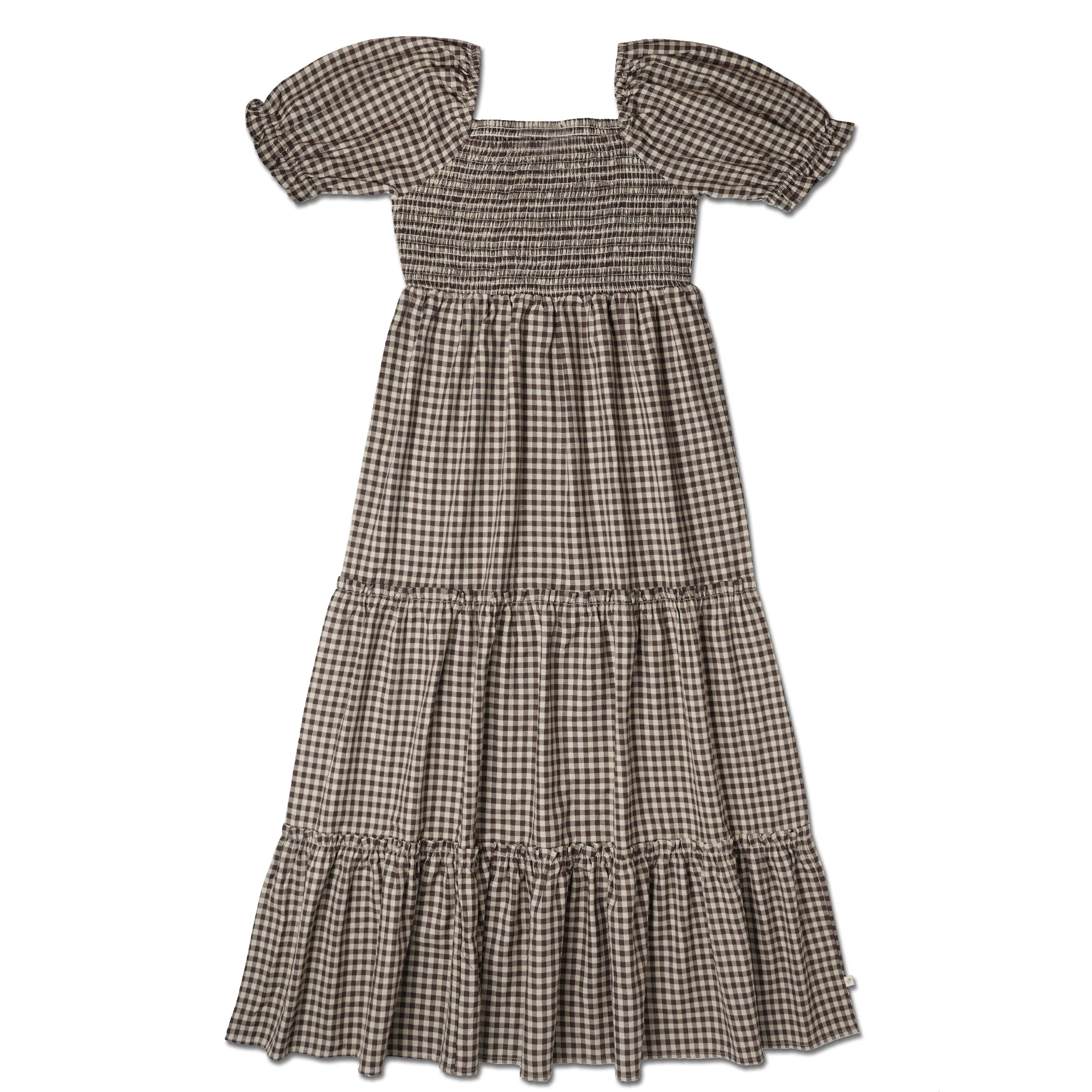 Organic Smocked Tiered Dress - Gingham Checks - Image 2