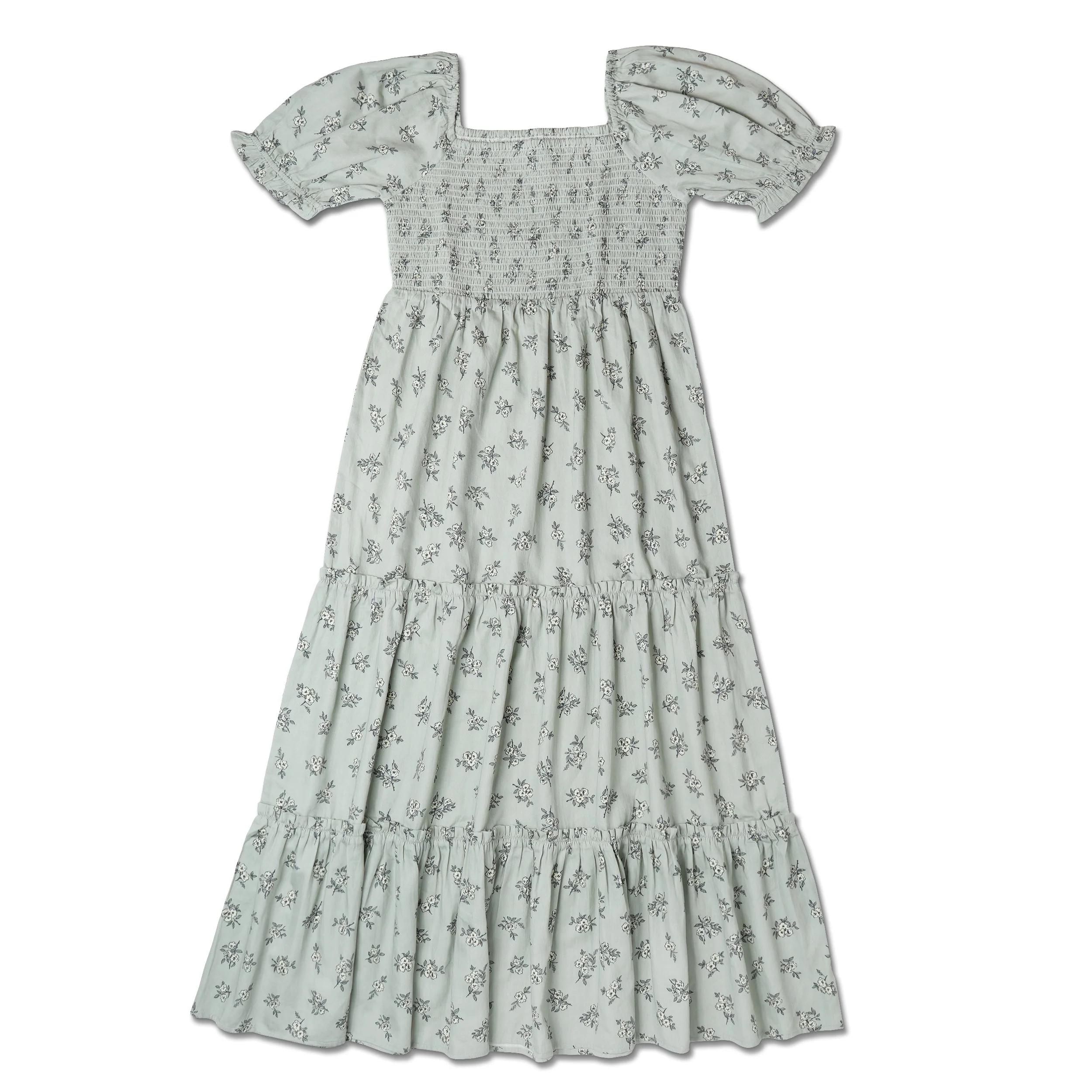 Organic Smocked Tiered Dress - Sage Bloom - Image 2