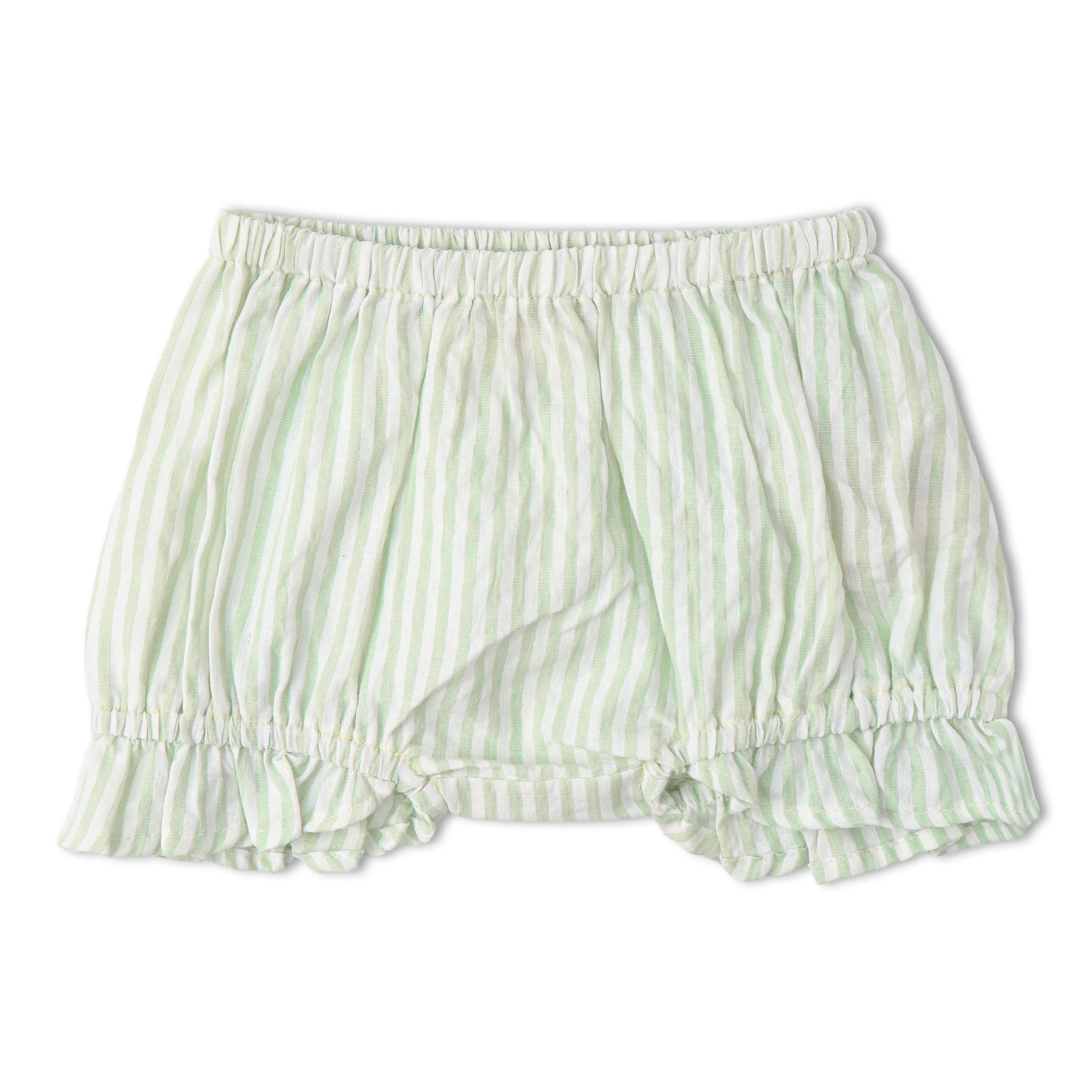 Organic Smocked Top And Bloomer Set - Basil Stripes - Image 5