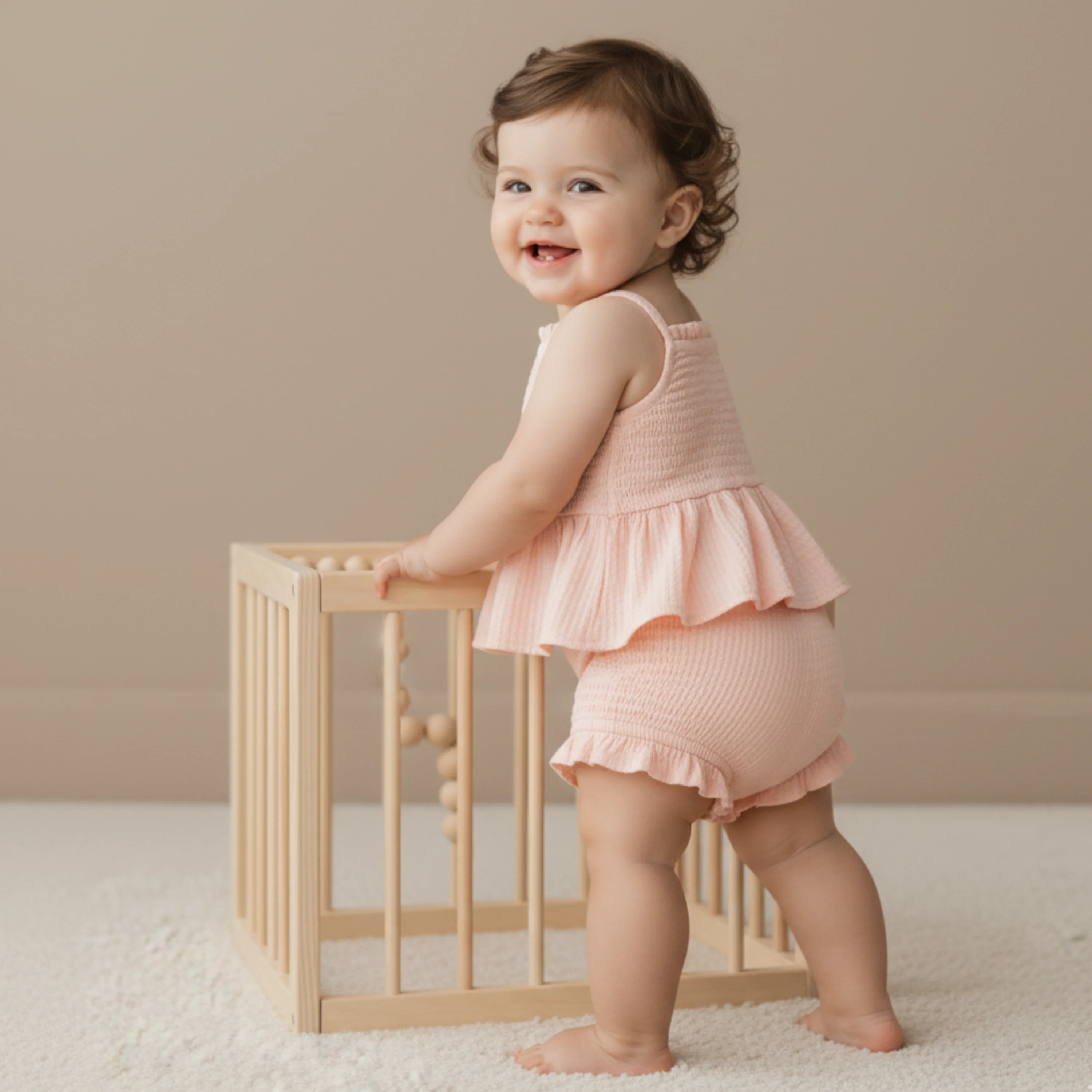 Organic Smocked Top And Bloomer Set - Blush - Image 3