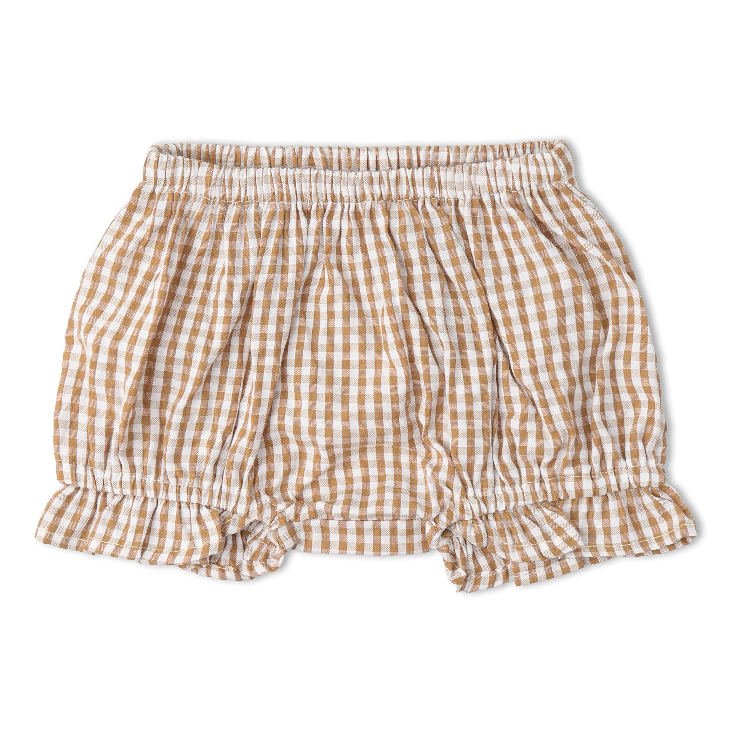 Organic Smocked Top And Bloomer Set - Caramel Check - Image 5