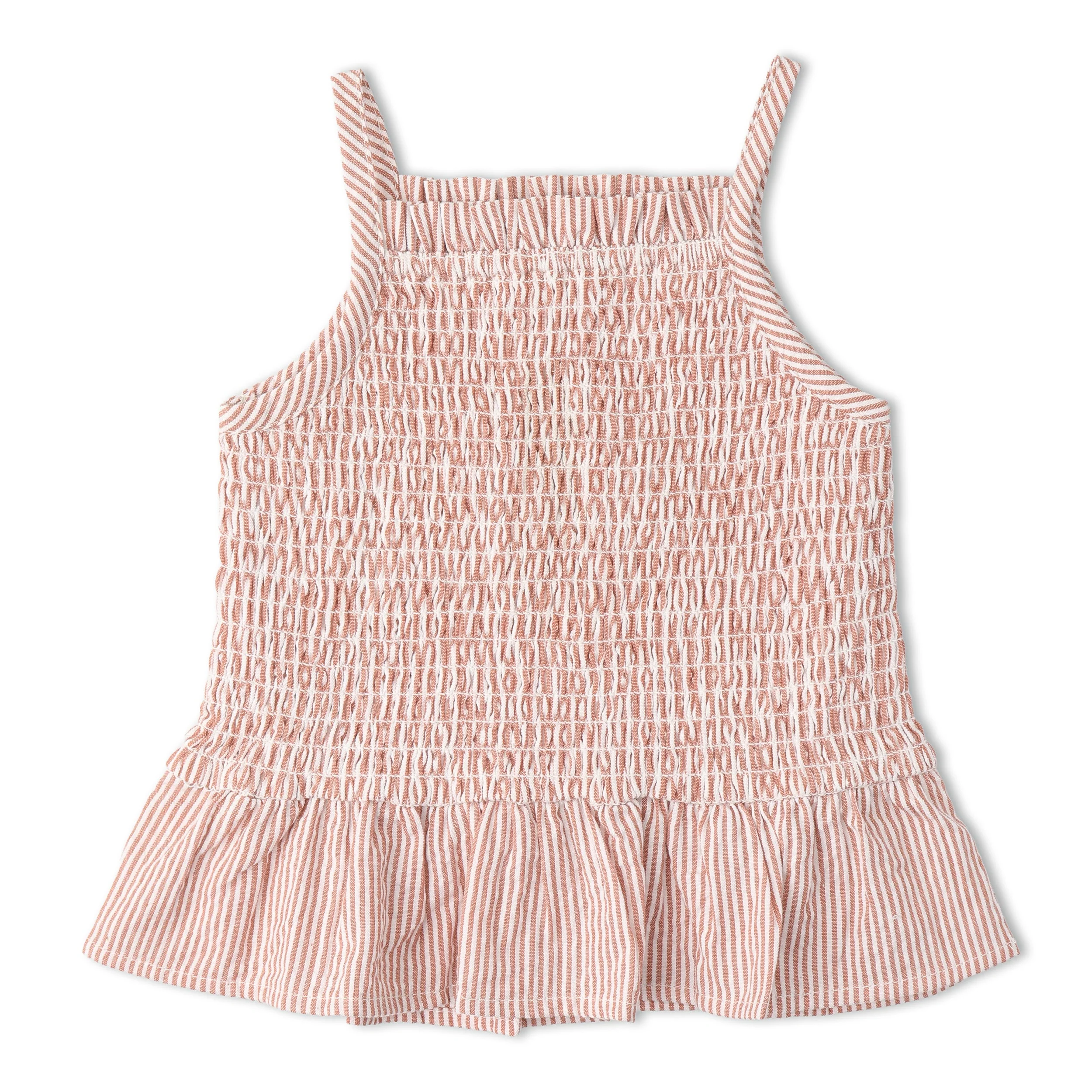 Organic Smocked Top And Bloomer Set - Coral Stripes - Image 4