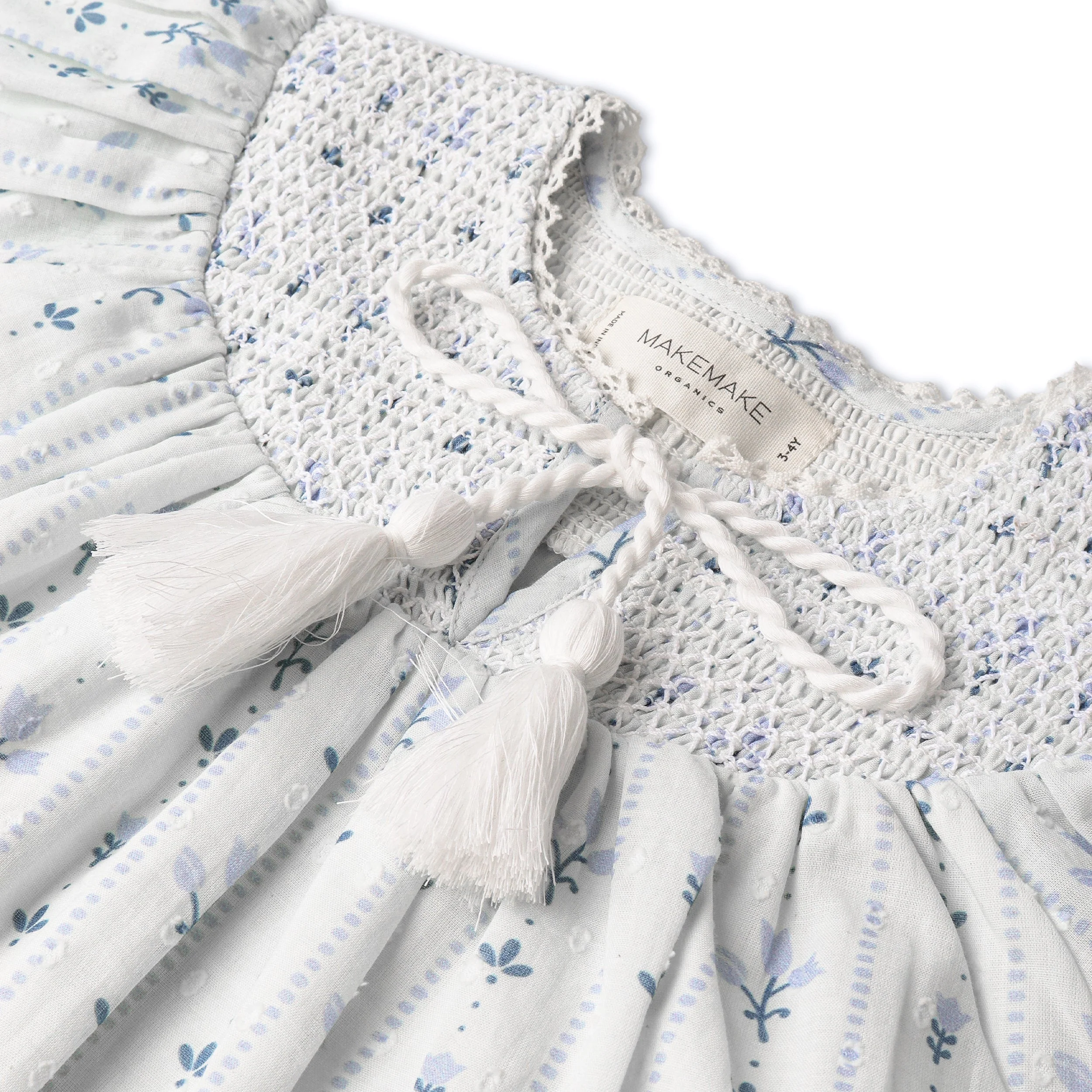 Organic Smocked Top & Shorts Set - Blue Vines - Image 4