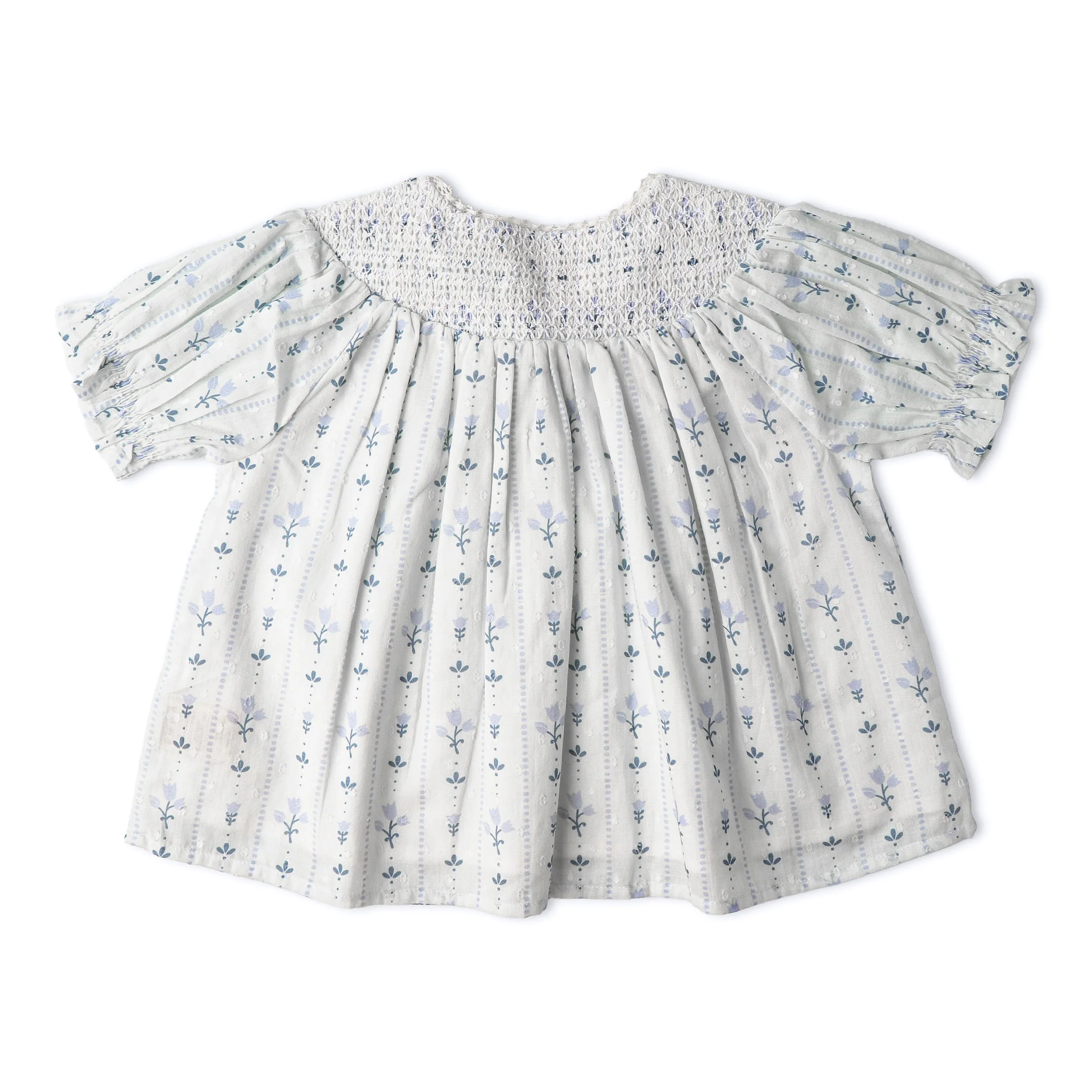 Organic Smocked Top & Shorts Set - Blue Vines - Image 5