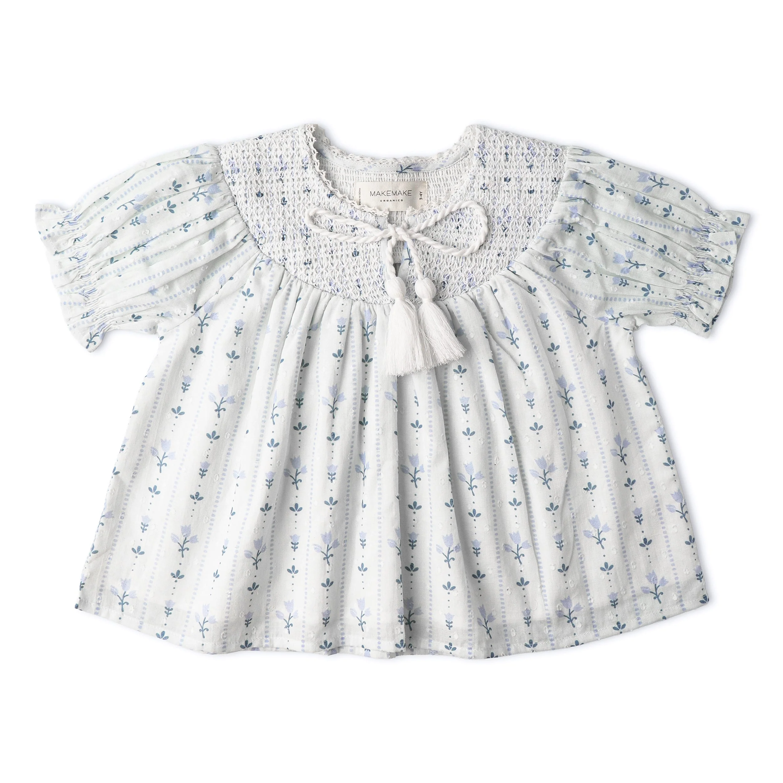 Organic Smocked Top & Shorts Set - Blue Vines - Image 6
