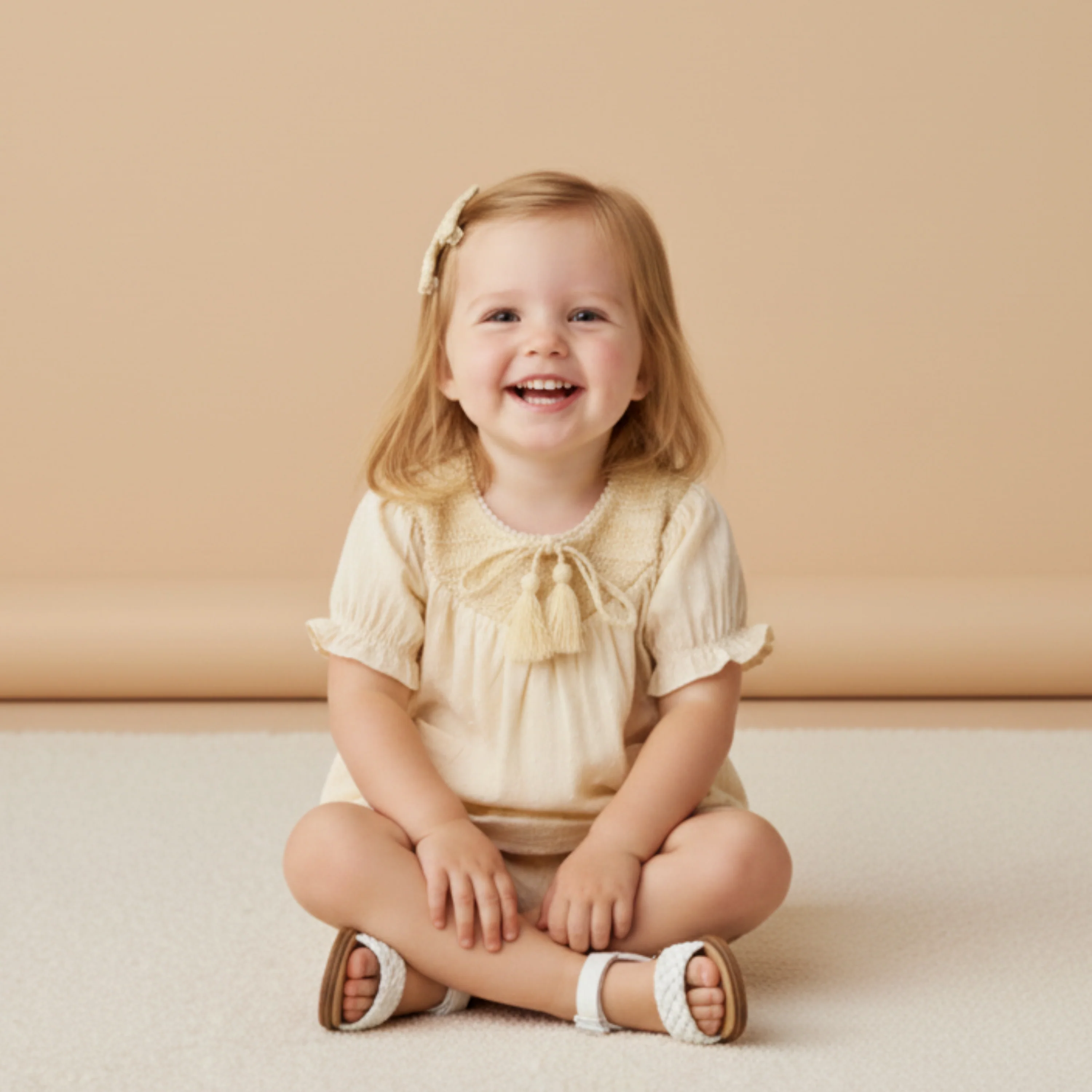 Organic Smocked Top & Shorts Set - Butter Yellow - Image 4