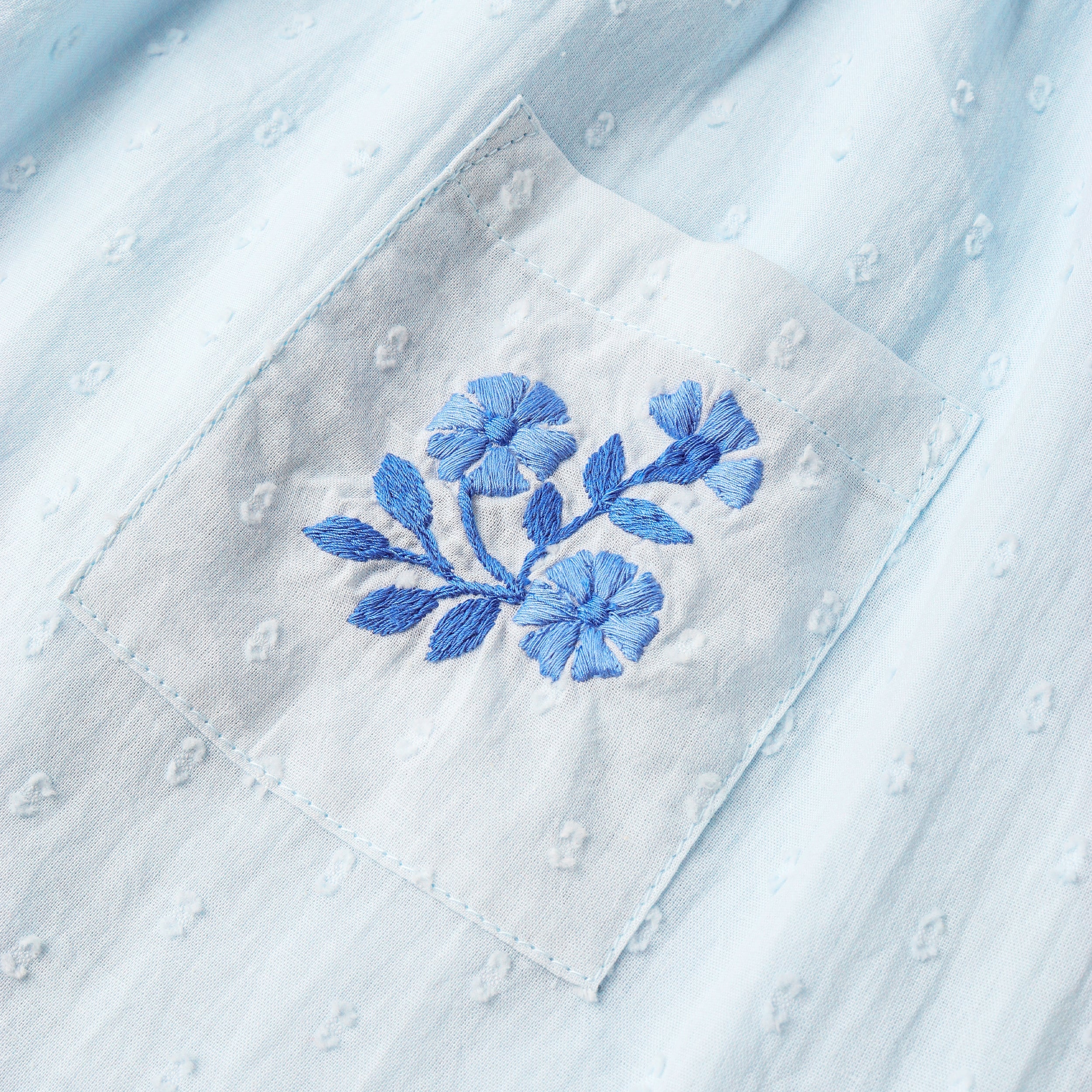 Organic Smocked Top & Shorts Set - Light Blue - Image 4