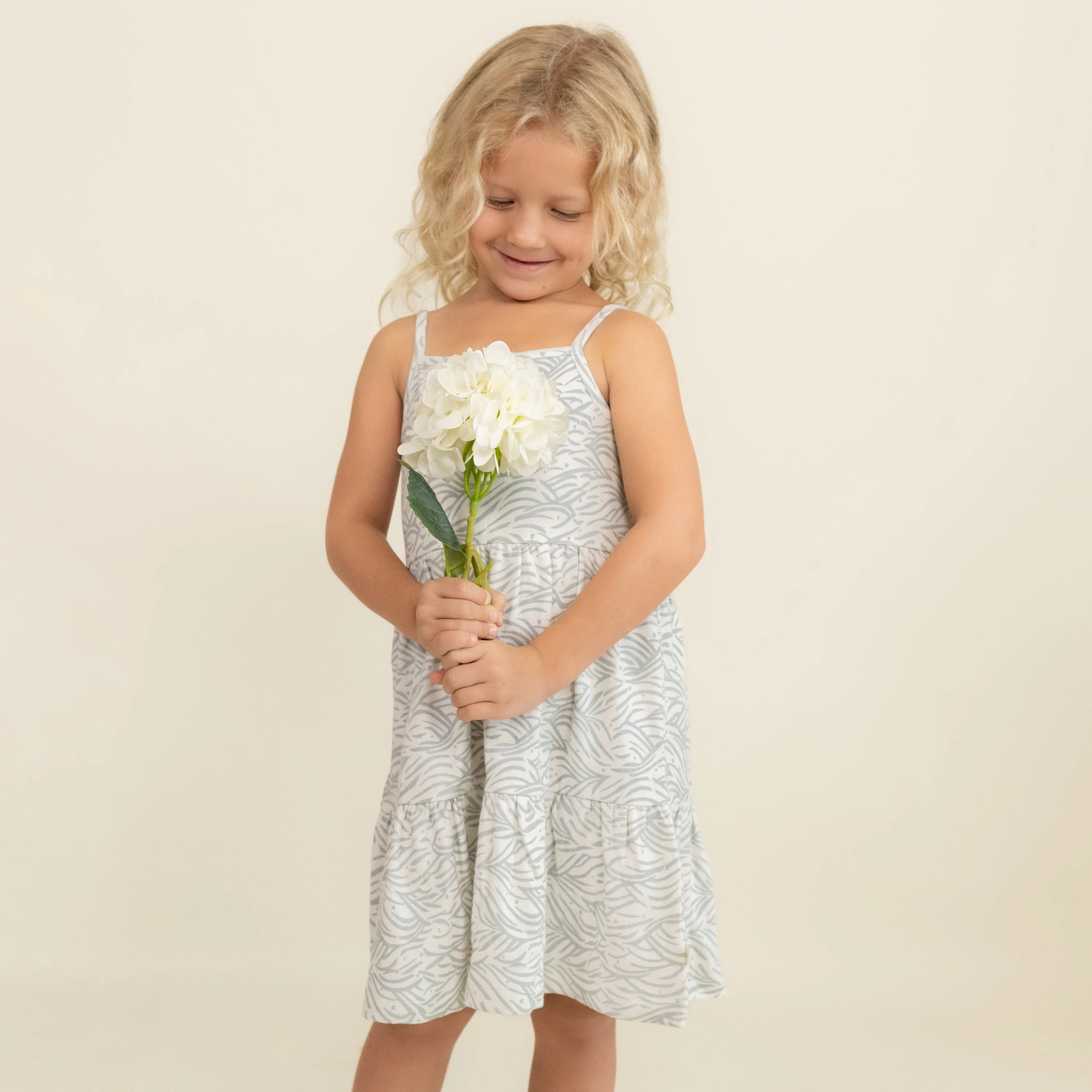 Organic Strap Tiered Dress - Waves - Image 3