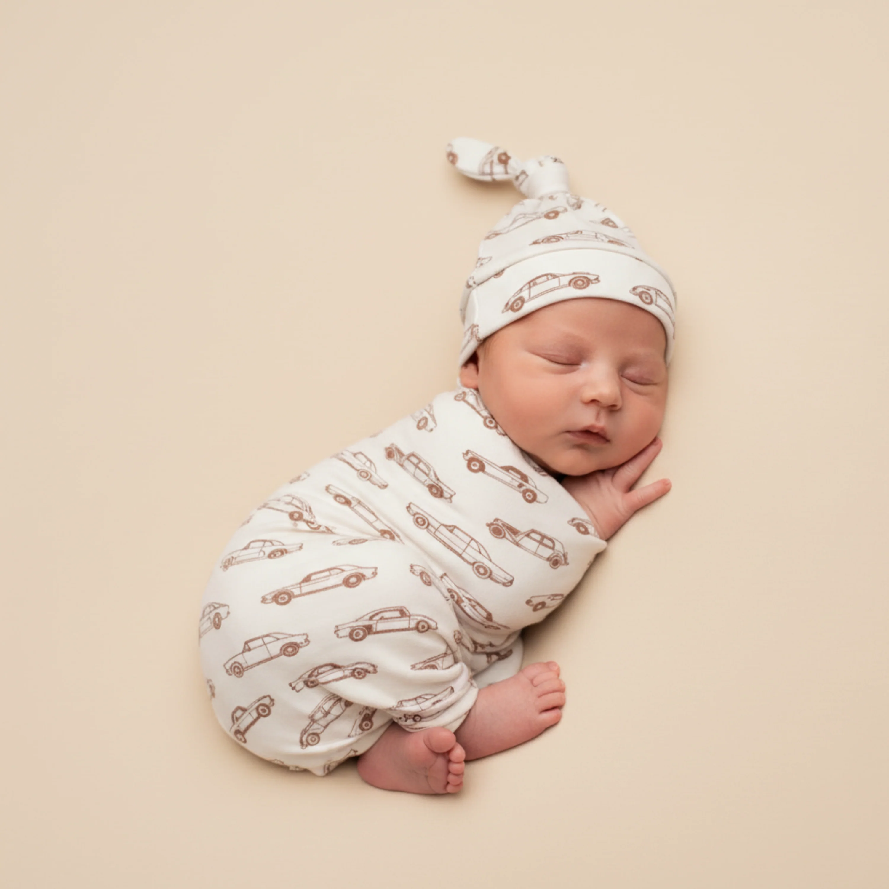 Organic Swaddle Blanket & Hat Set - Cars - Image 3