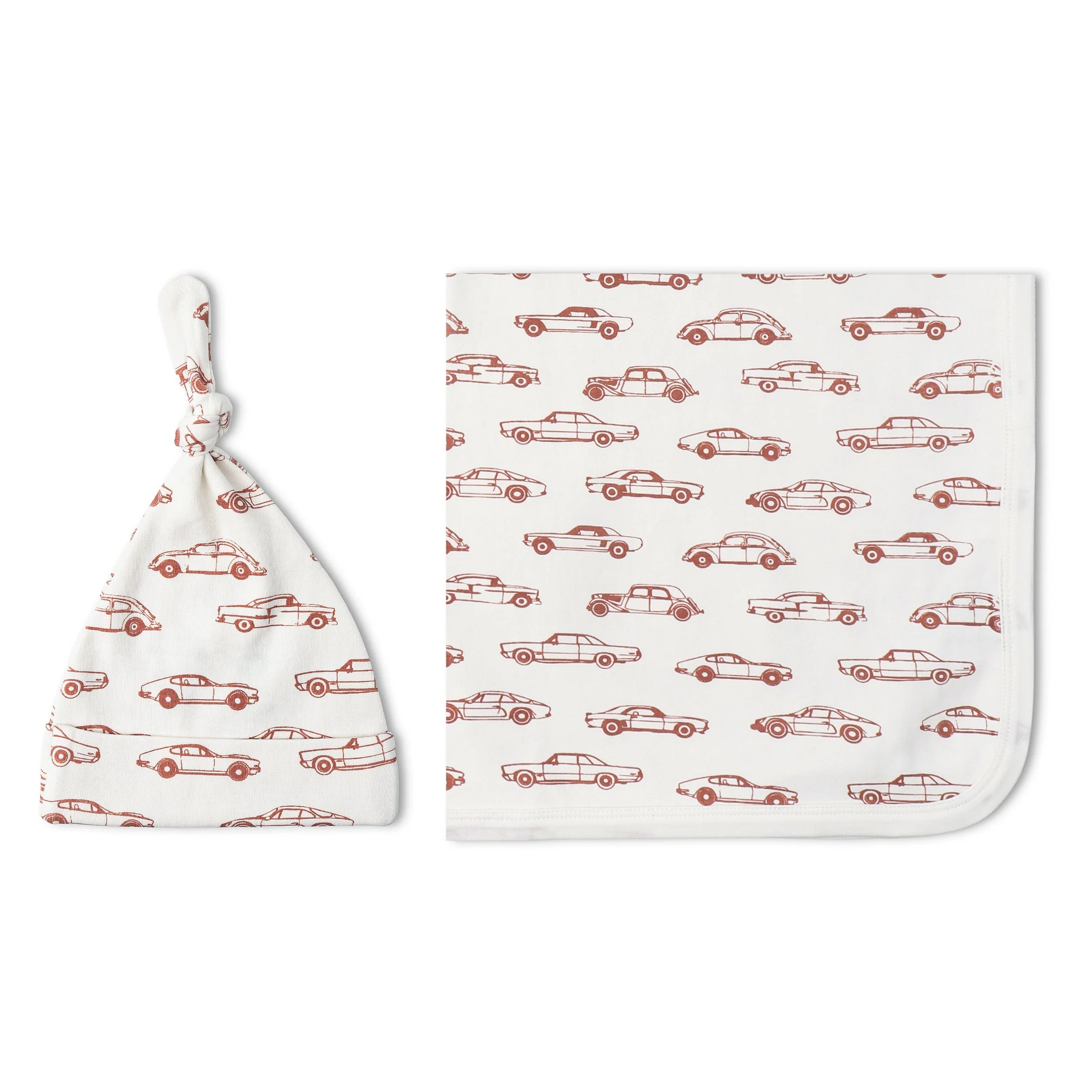 Organic Swaddle Blanket & Hat Set - Cars - Image 5