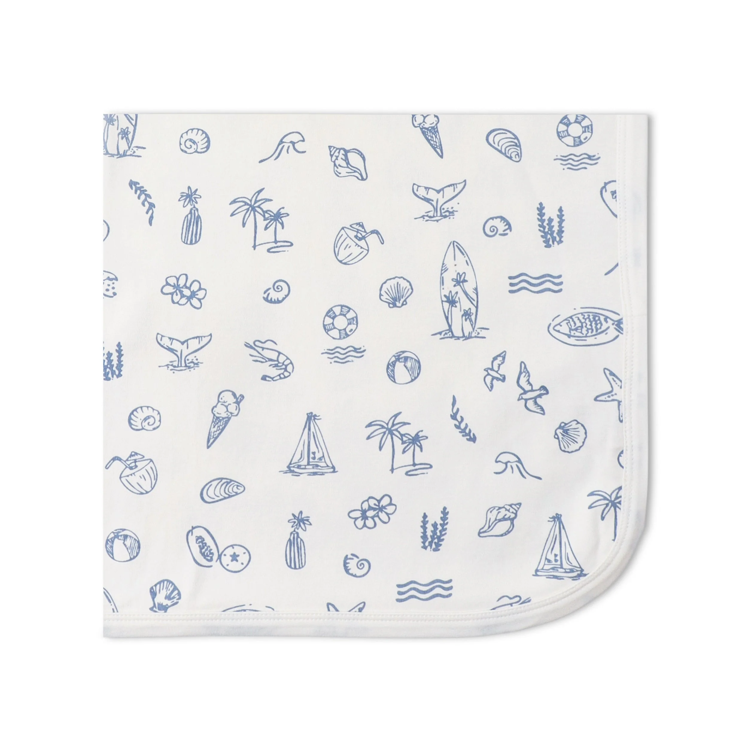 Organic Swaddle Blanket & Hat Set  - Coastal - Image 5