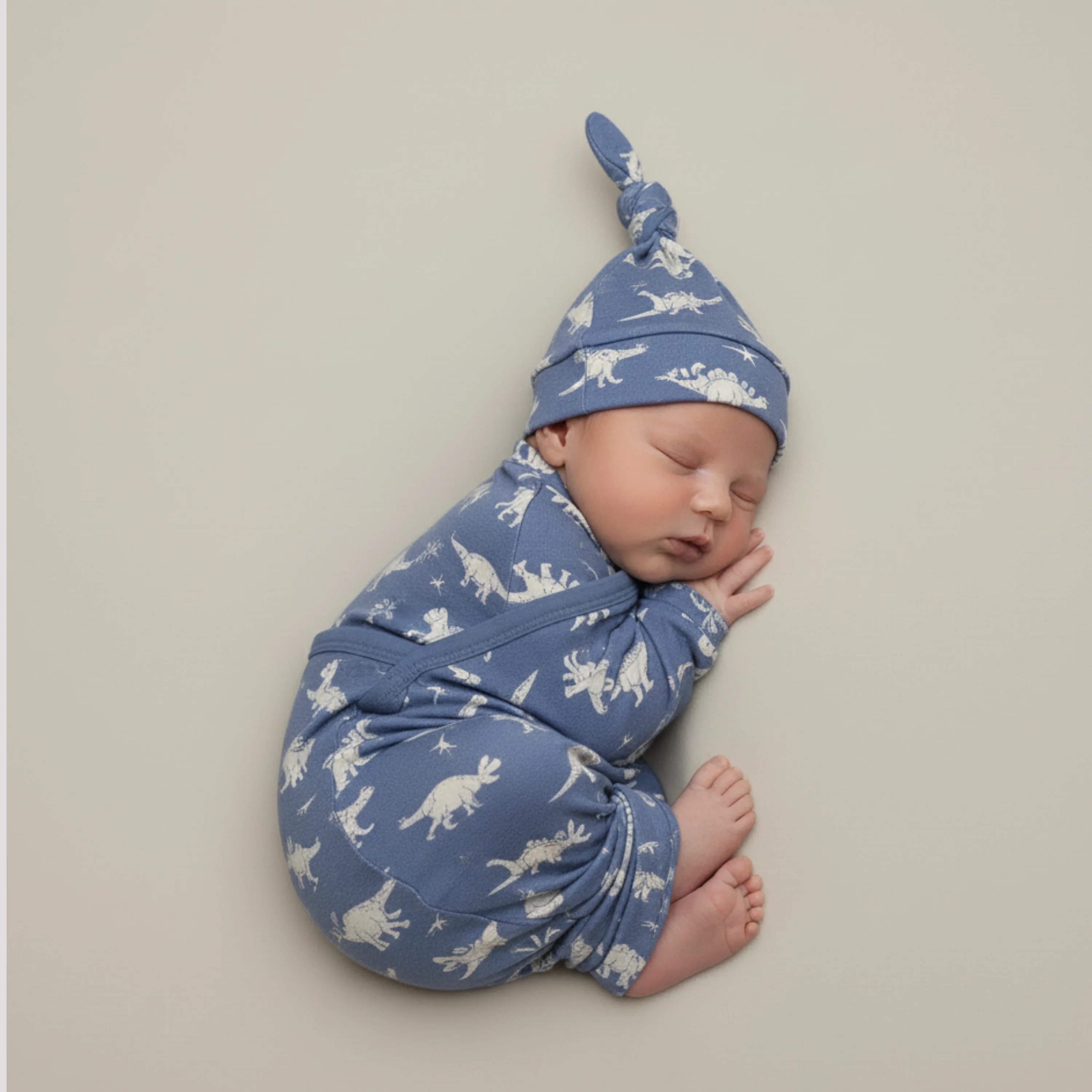 Organic Swaddle Blanket & Hat Set  - Dino - Image 3
