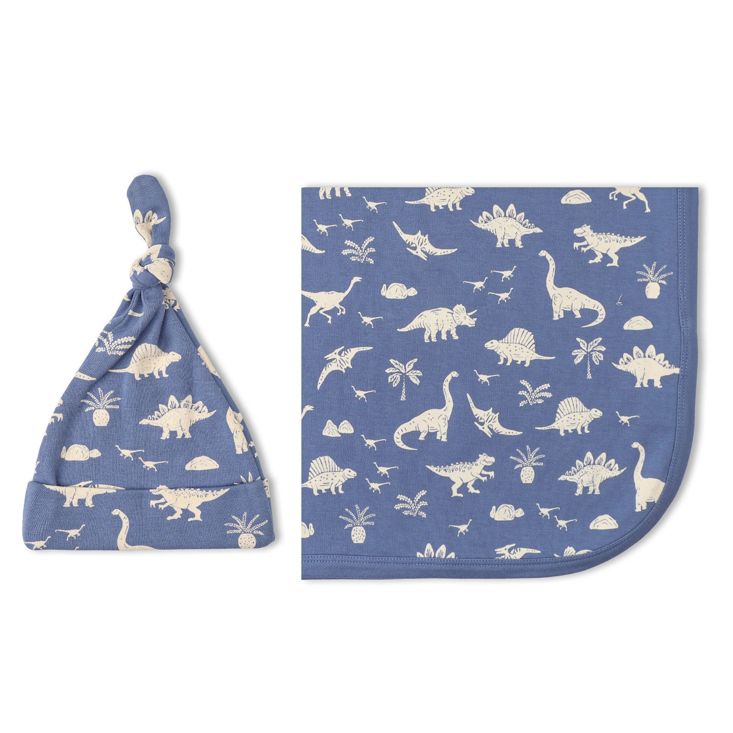 Organic Swaddle Blanket & Hat Set  - Dino - Image 4