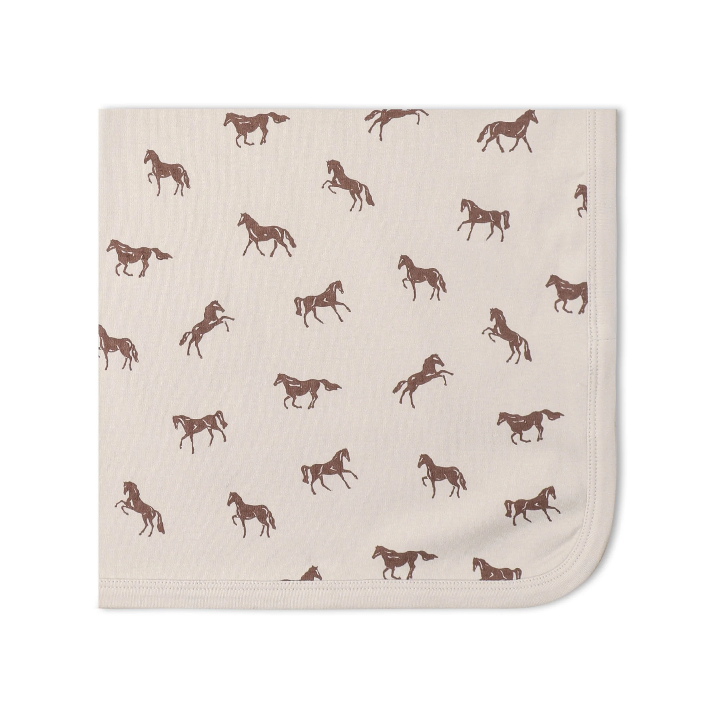 Organic Swaddle Blanket & Hat Set  - Horses - Image 5