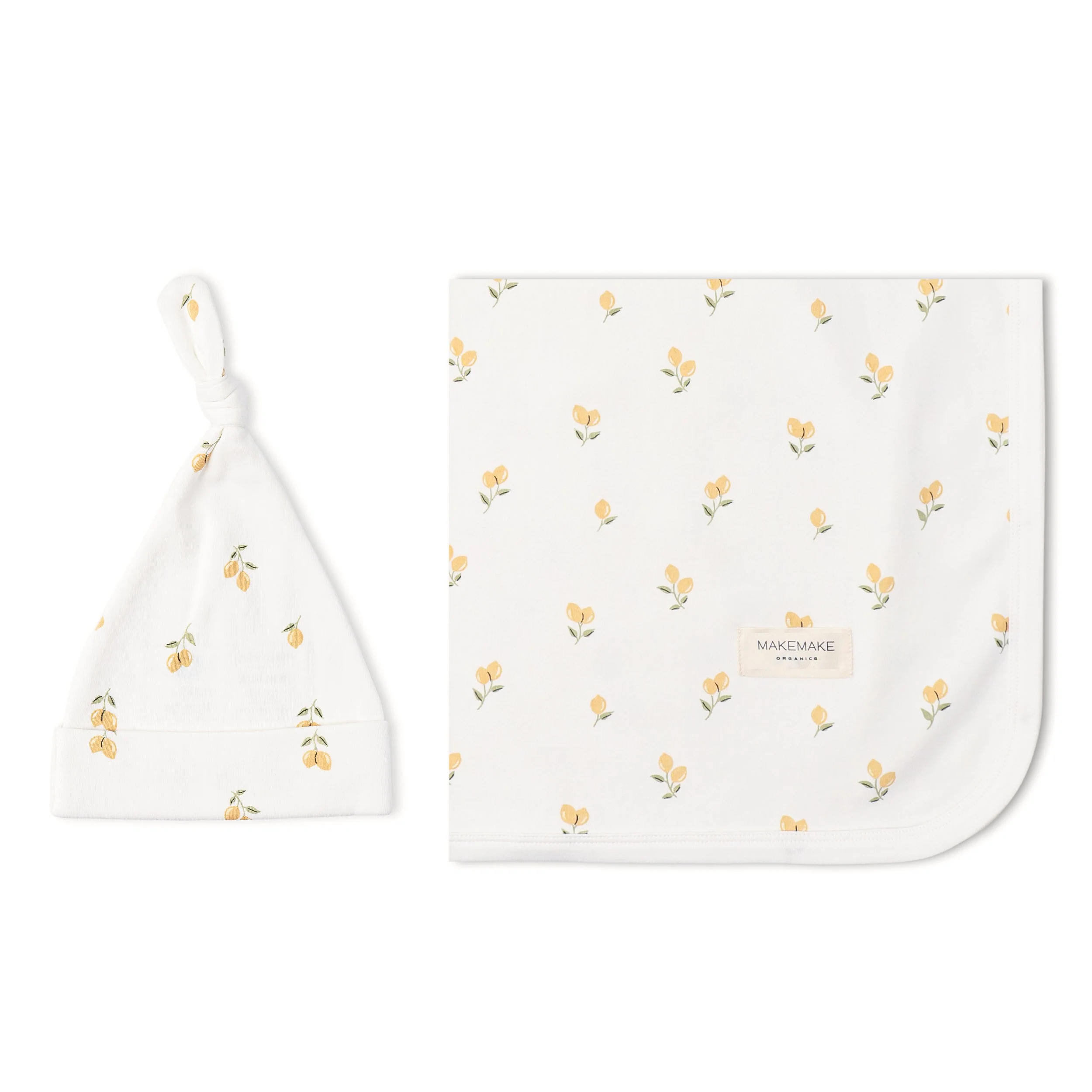 Organic Swaddle Blanket & Hat Set - Lemons - Image 4