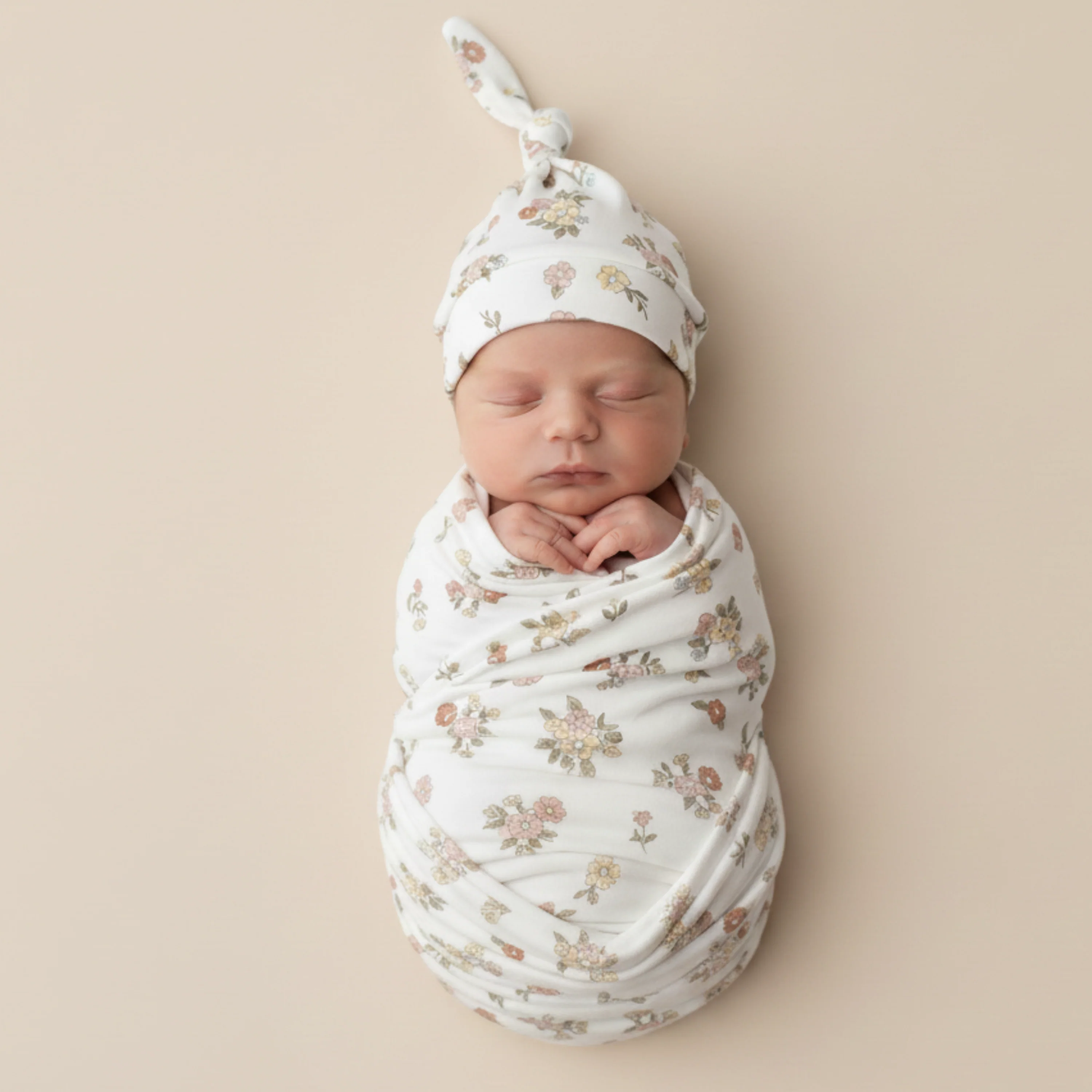 Organic Swaddle Blanket & Hat Set  - Meadow - Image 3