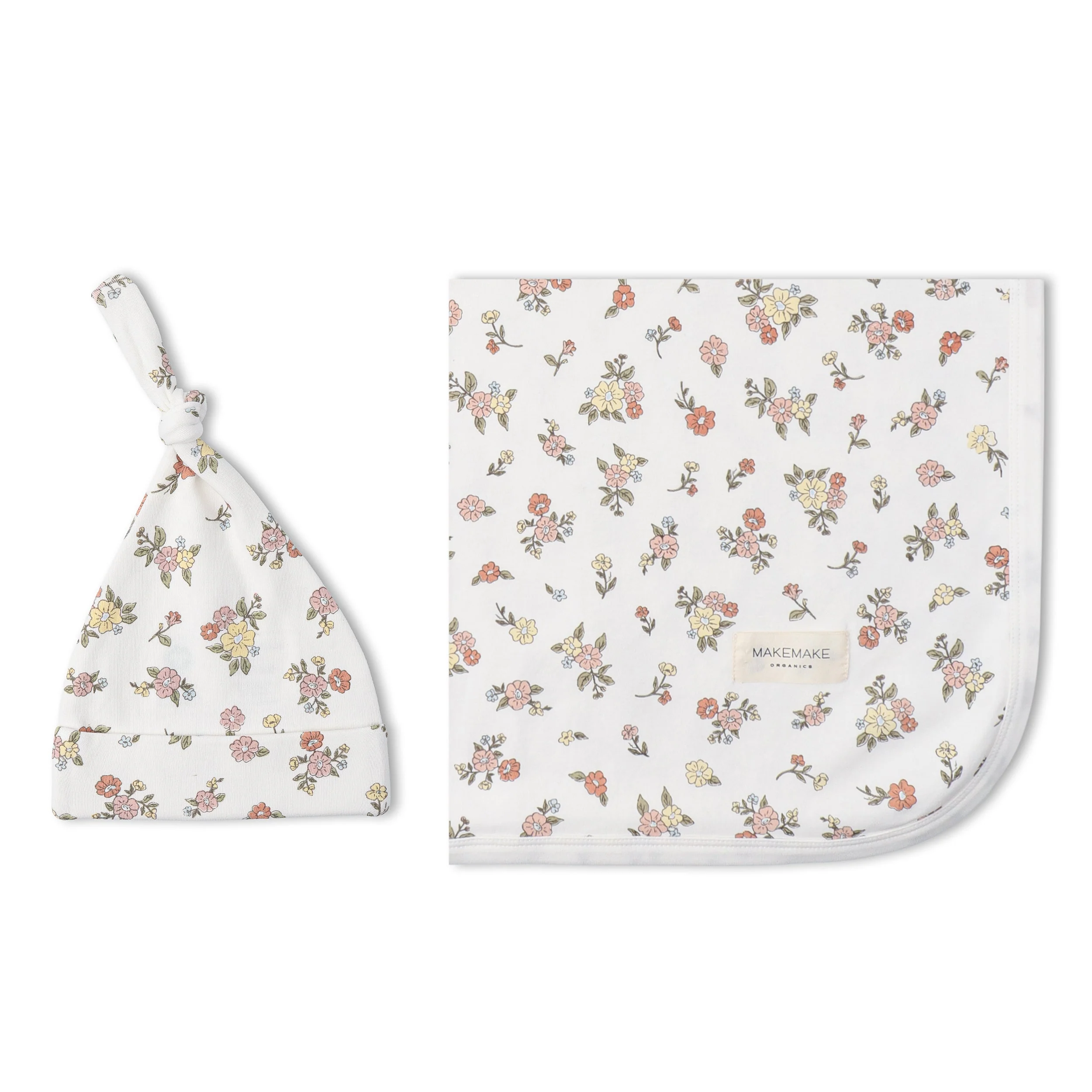 Organic Swaddle Blanket & Hat Set  - Meadow - Image 4