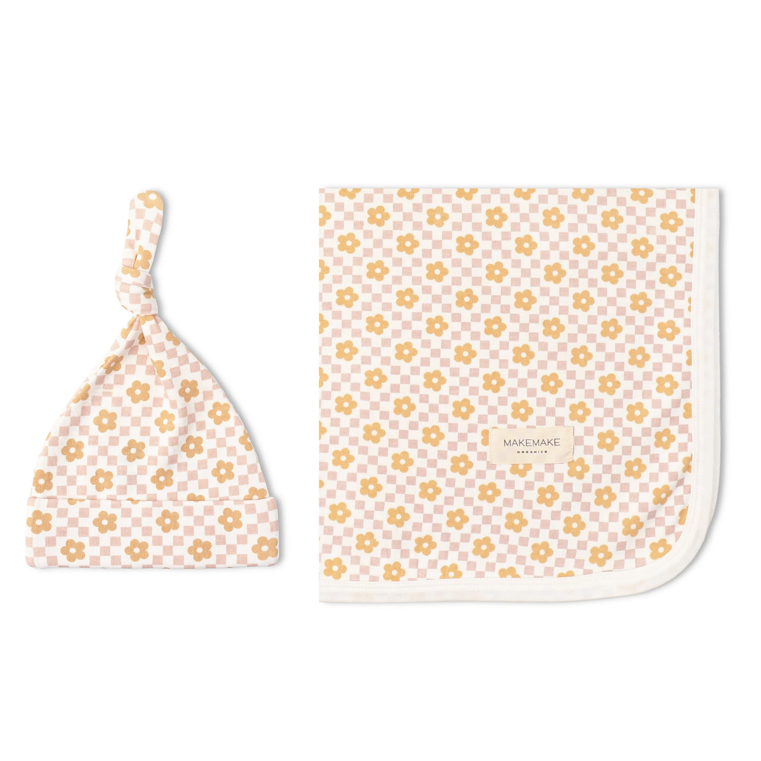 Organic Swaddle Blanket & Hat Set  - Pop Floral - Image 4