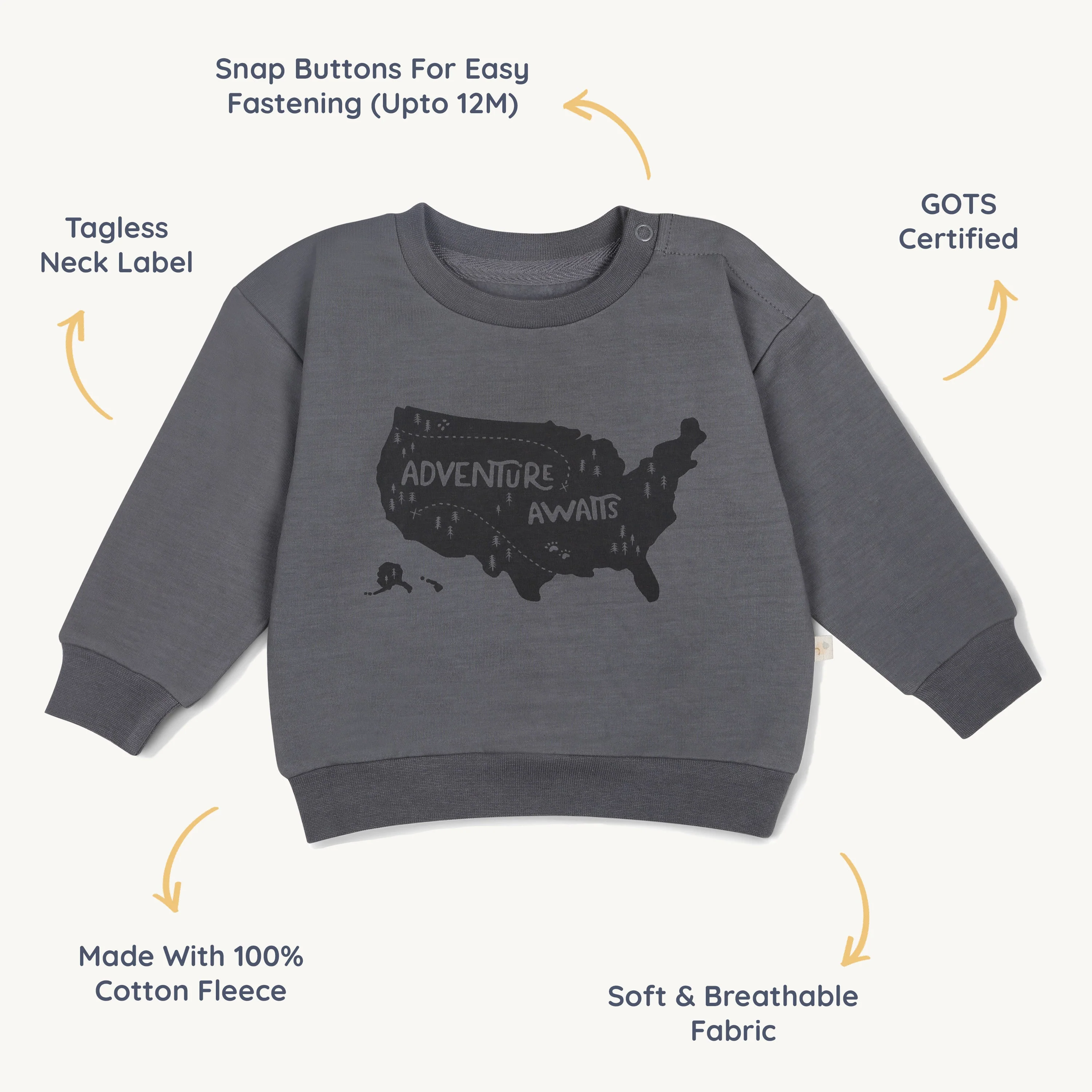 Organic Fleece Sweatshirt - Adventure Awaits - Image 5