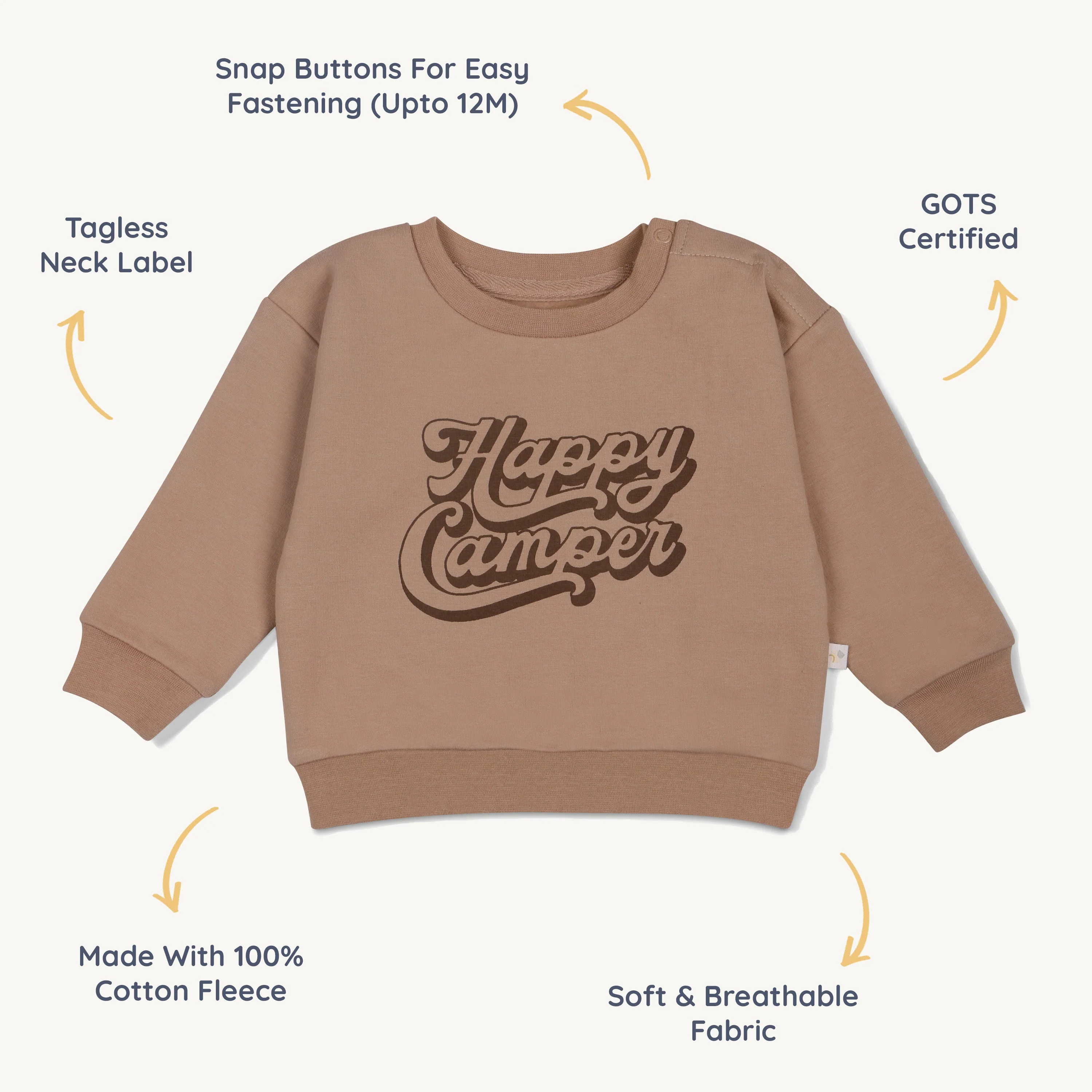Organic Fleece Sweatshirt - Happy Camper - Image 5