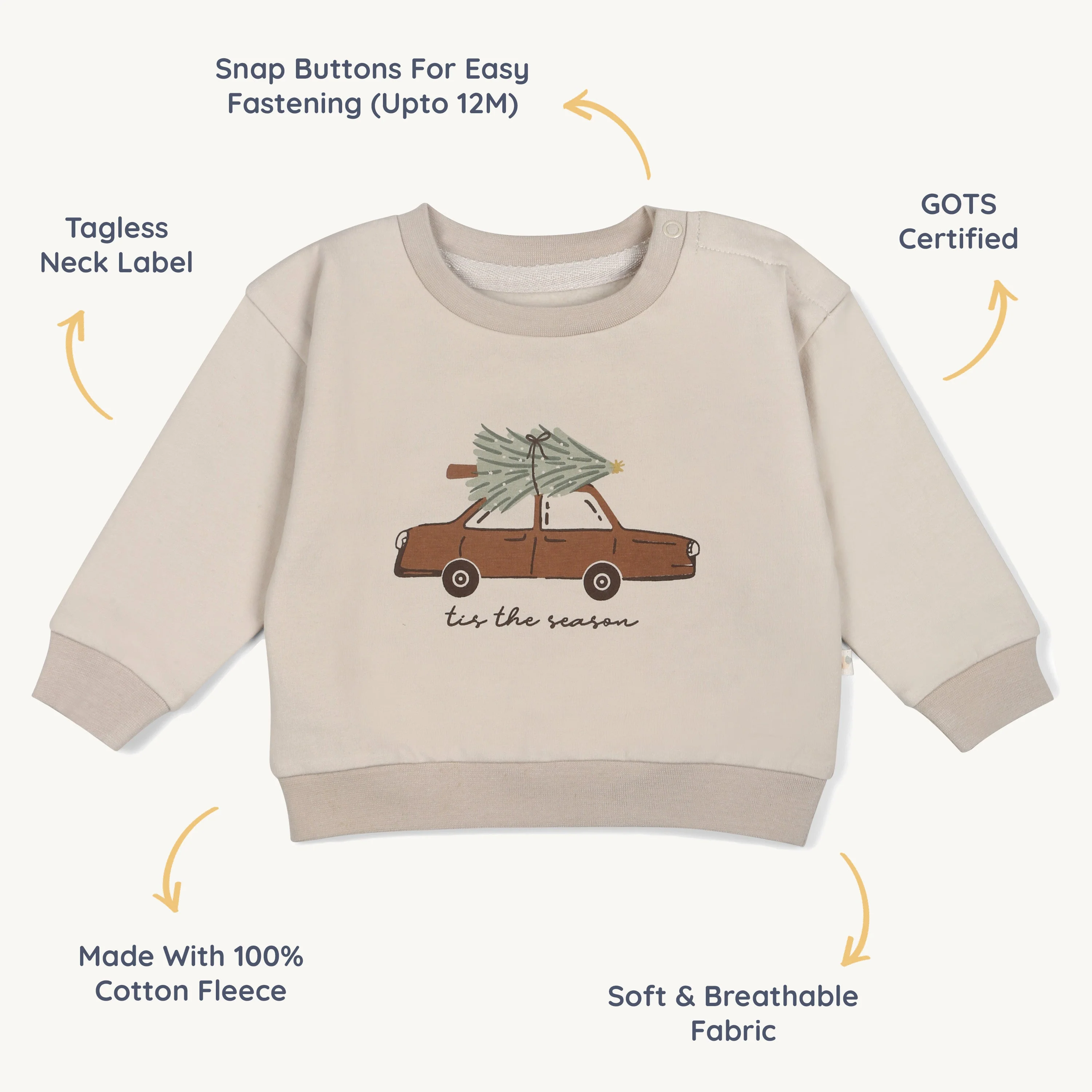 Organic Fleece Sweatshirt - Tis The Season - Image 5