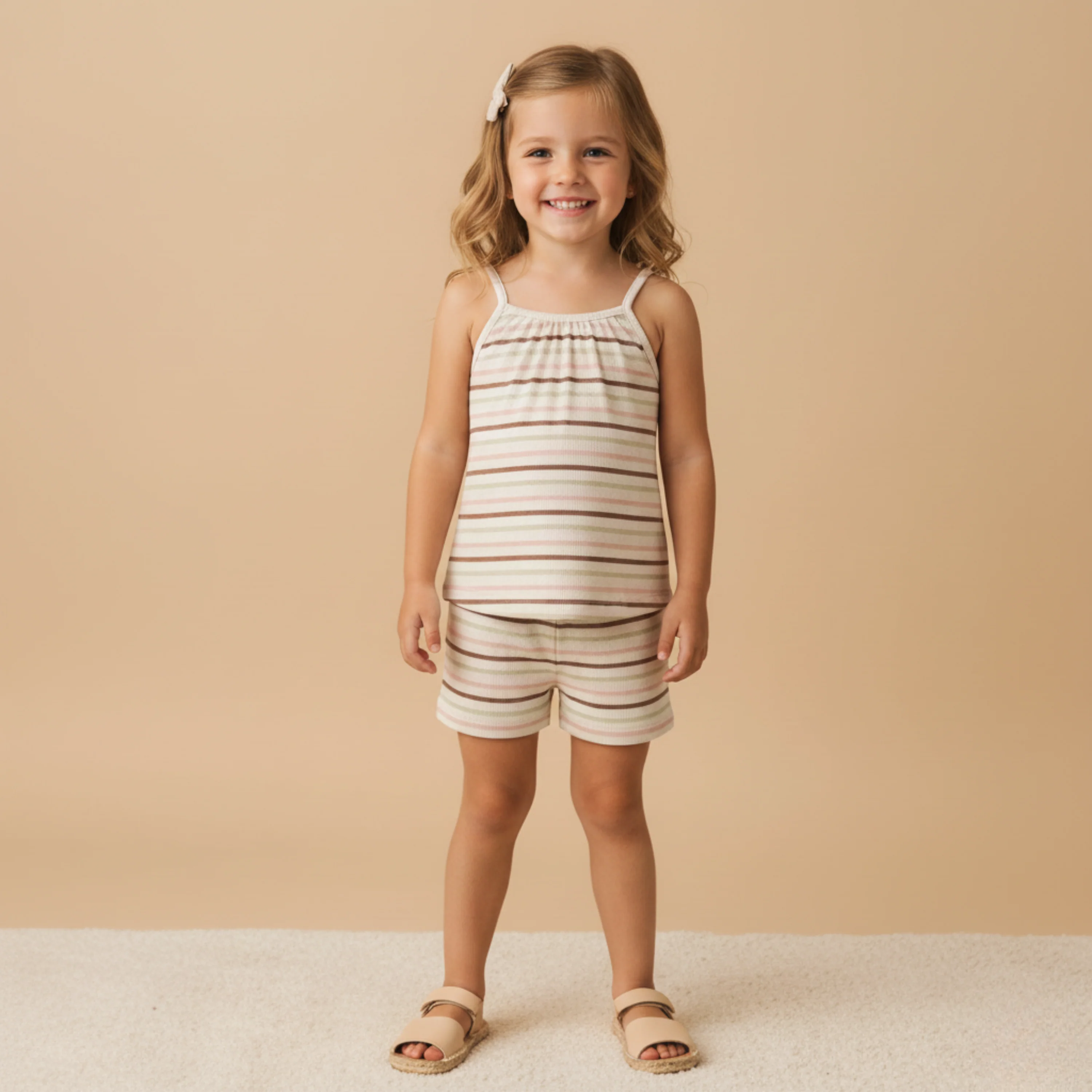Organic Tank Top & Shorts Set - Terra Stripes - Image 3