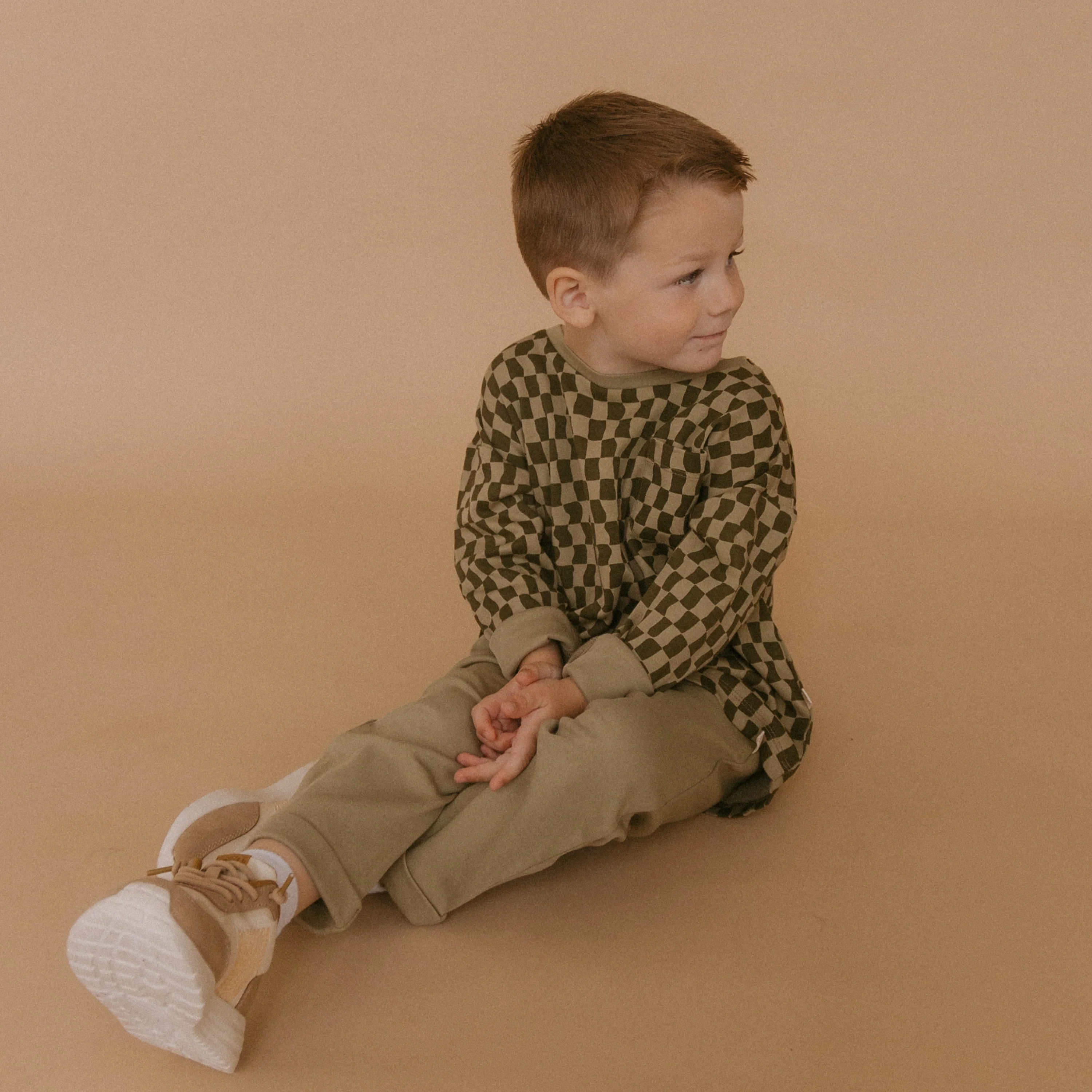 Organic Tee & Foldover Pants Set - Checker - Image 3