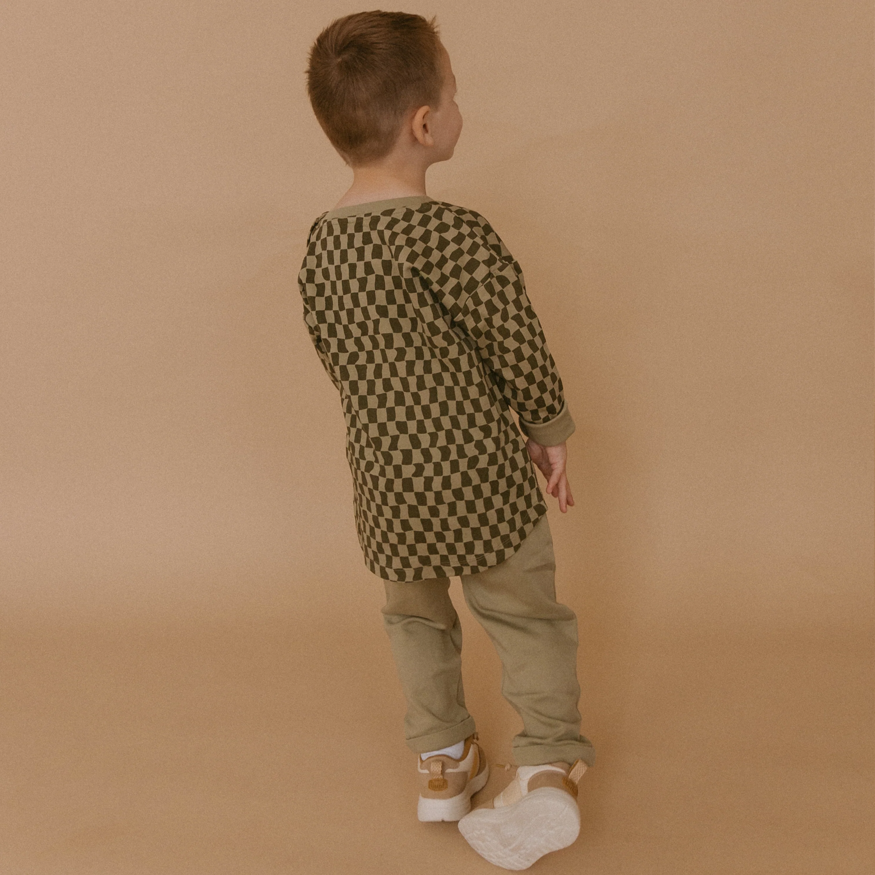 Organic Tee & Foldover Pants Set - Checker - Image 4