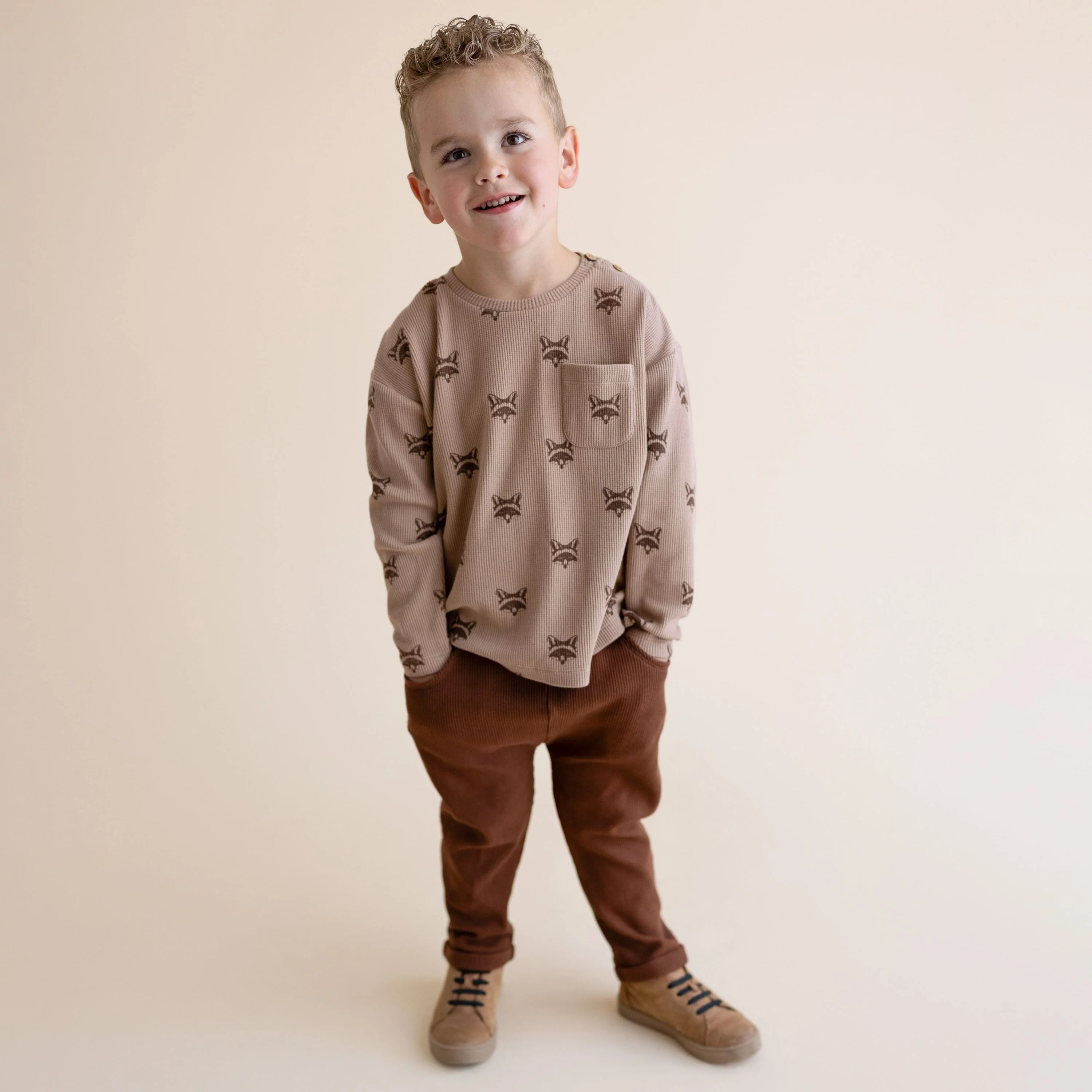 Organic Tee & Foldover Pants Set - Fox