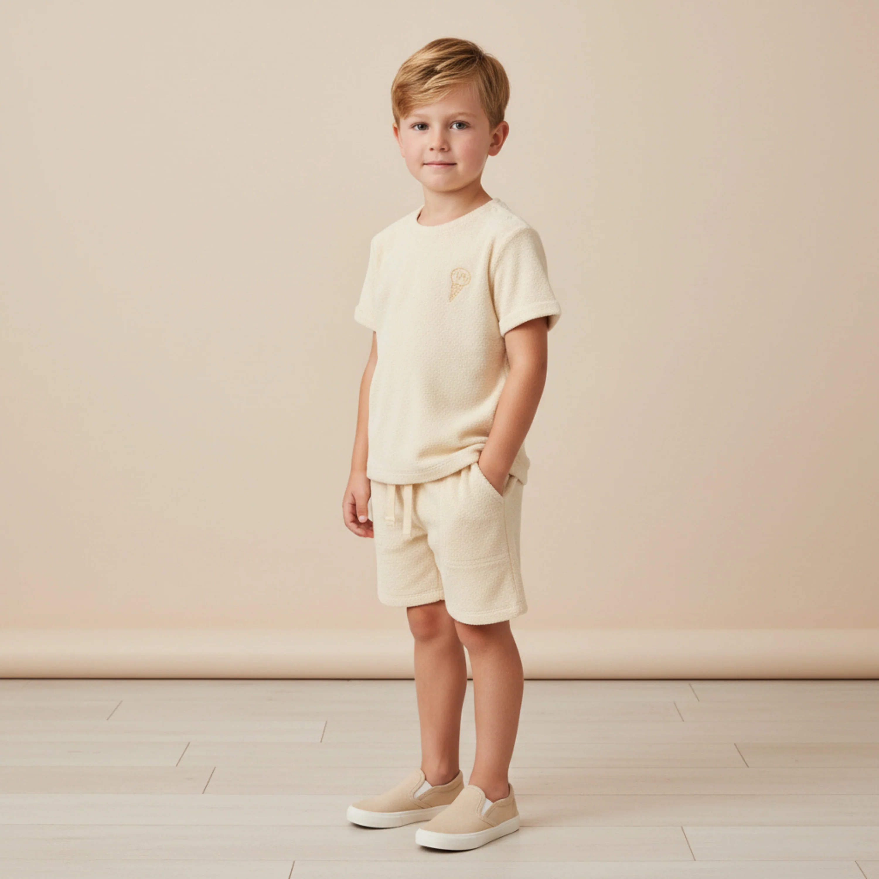Organic Terry Tee & Shorts Set - Butter Yellow - Image 3