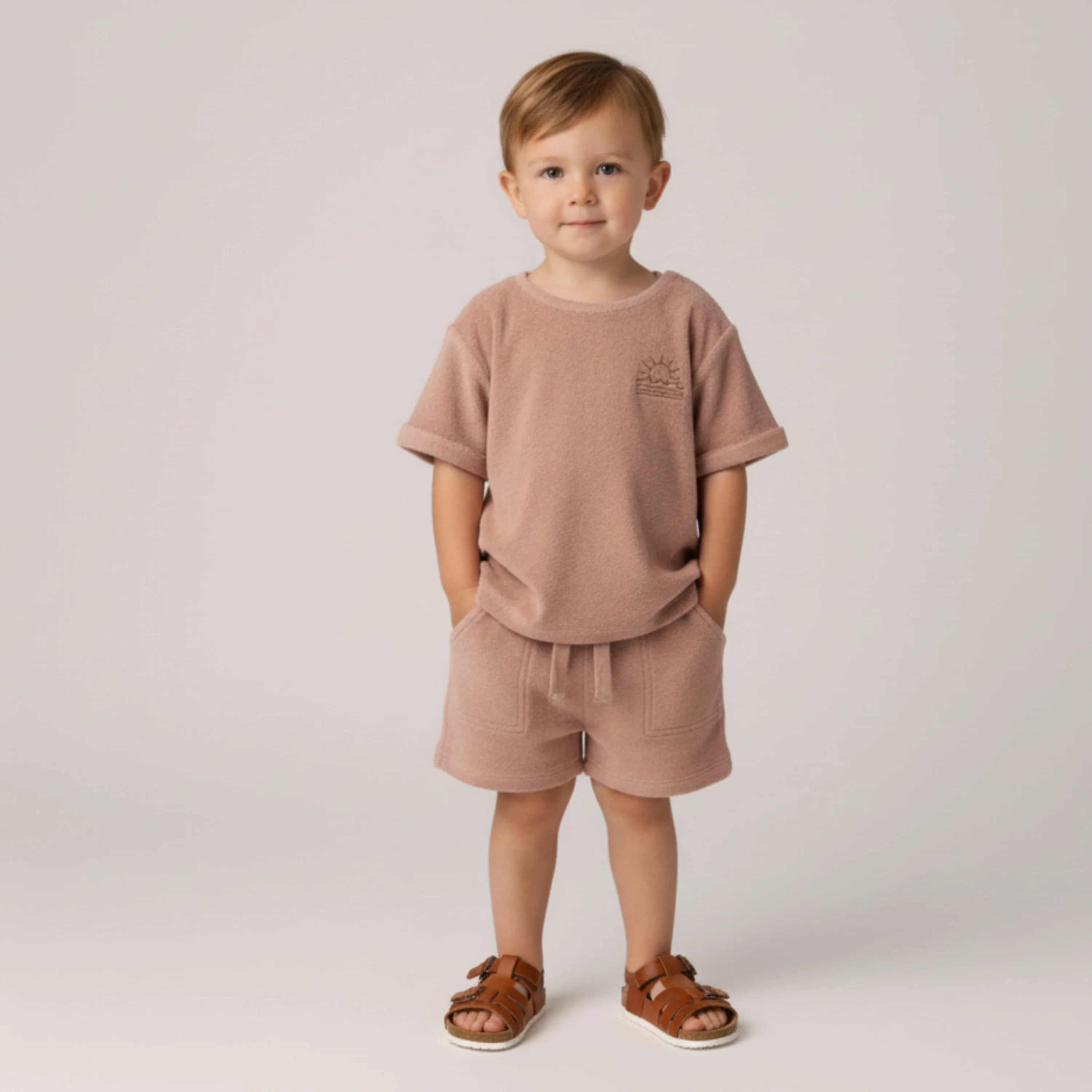 Organic Terry Tee & Shorts Set - Clay