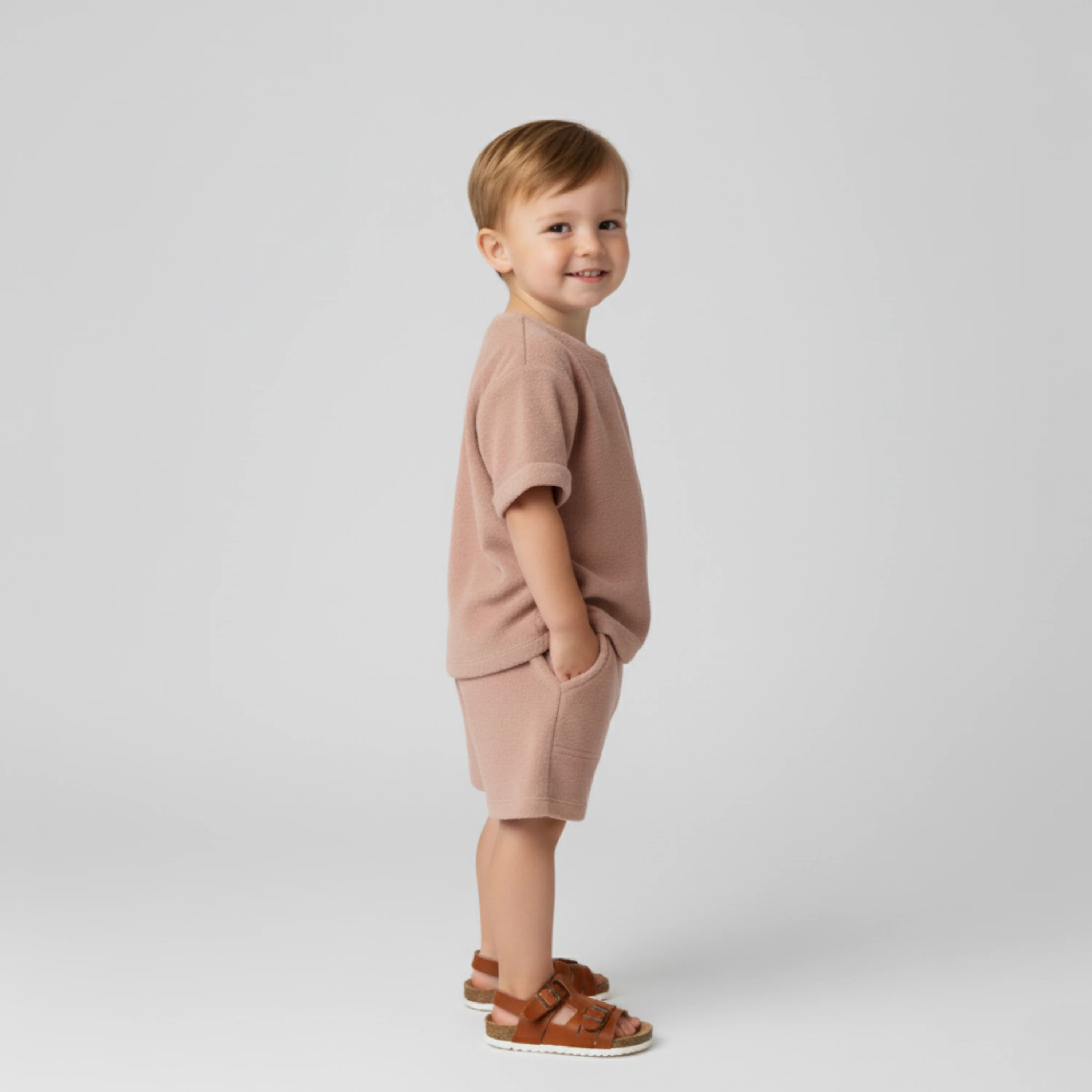 Organic Terry Tee & Shorts Set - Clay - Image 3