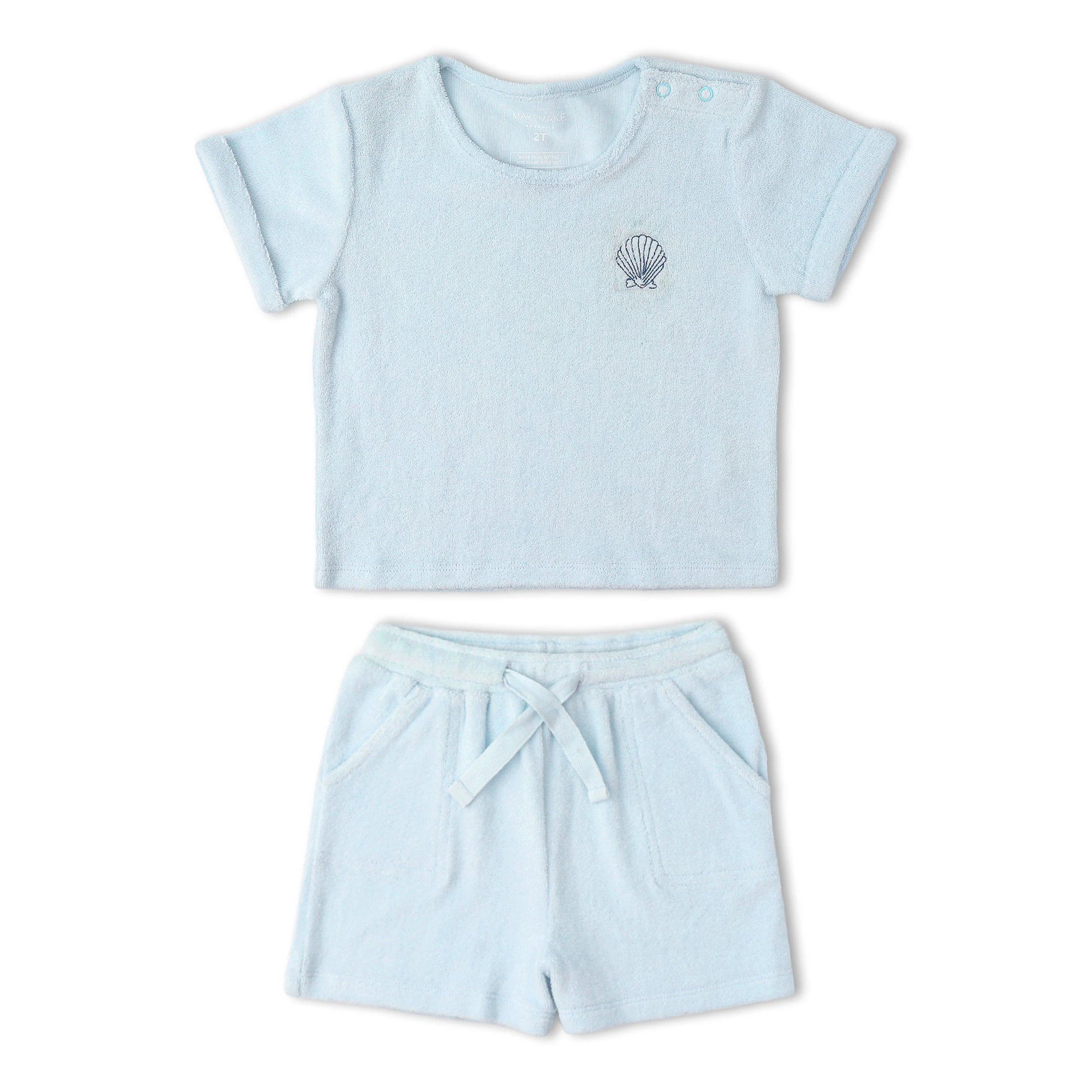 Organic Terry Tee & Shorts Set - Light Blue - Image 2