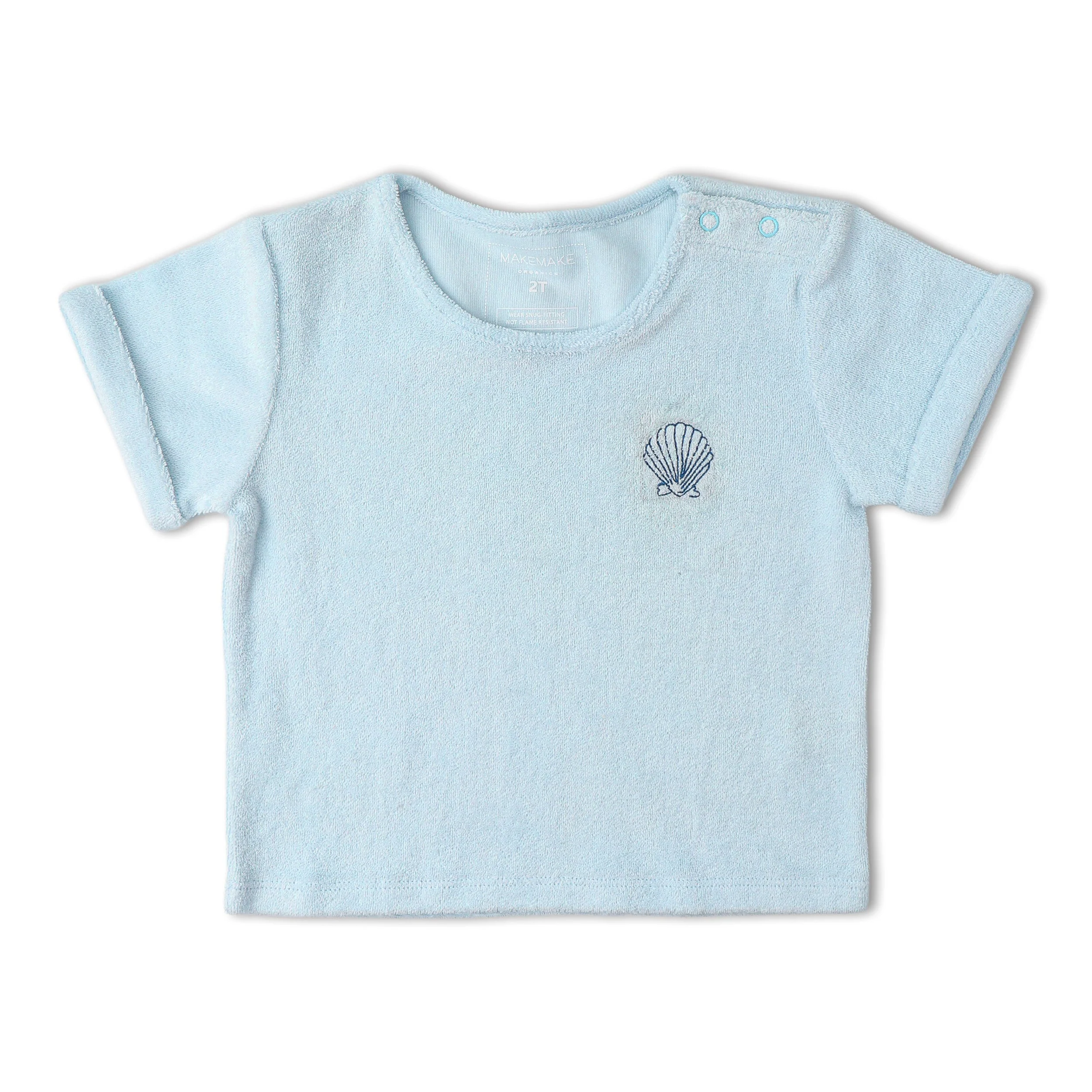Organic Terry Tee & Shorts Set - Light Blue - Image 4