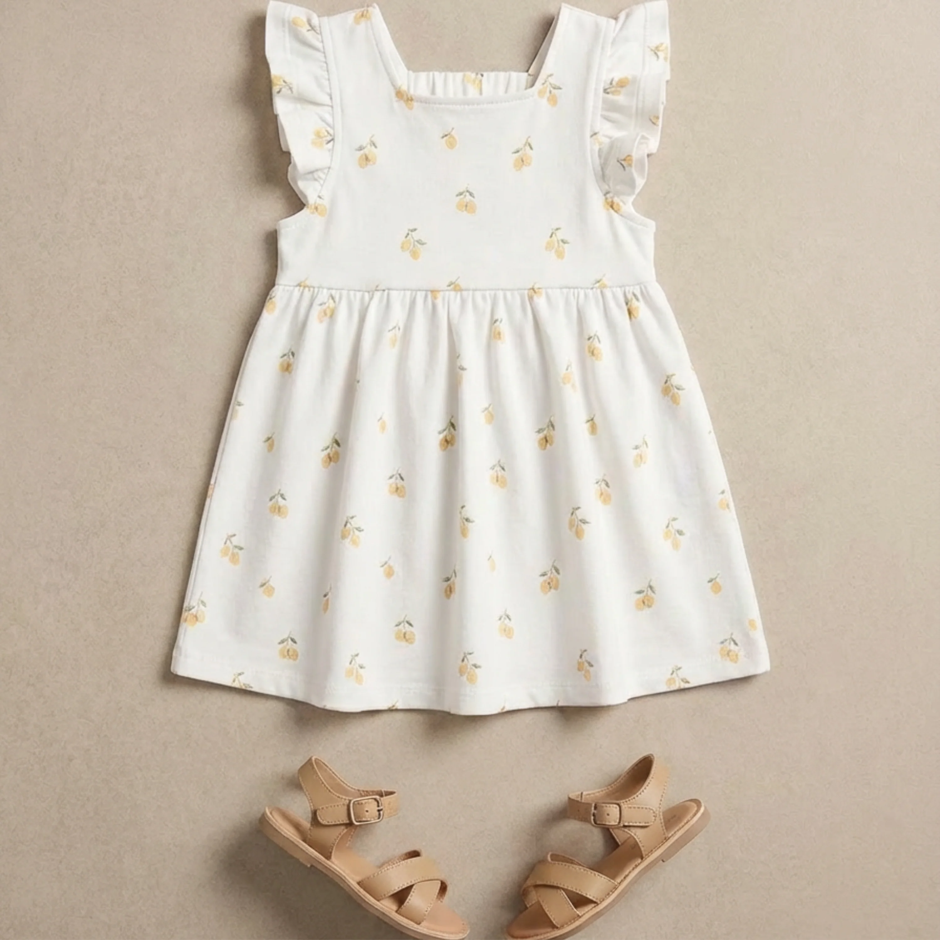 Organic Cutout Back Dress - Lemons - Image 6