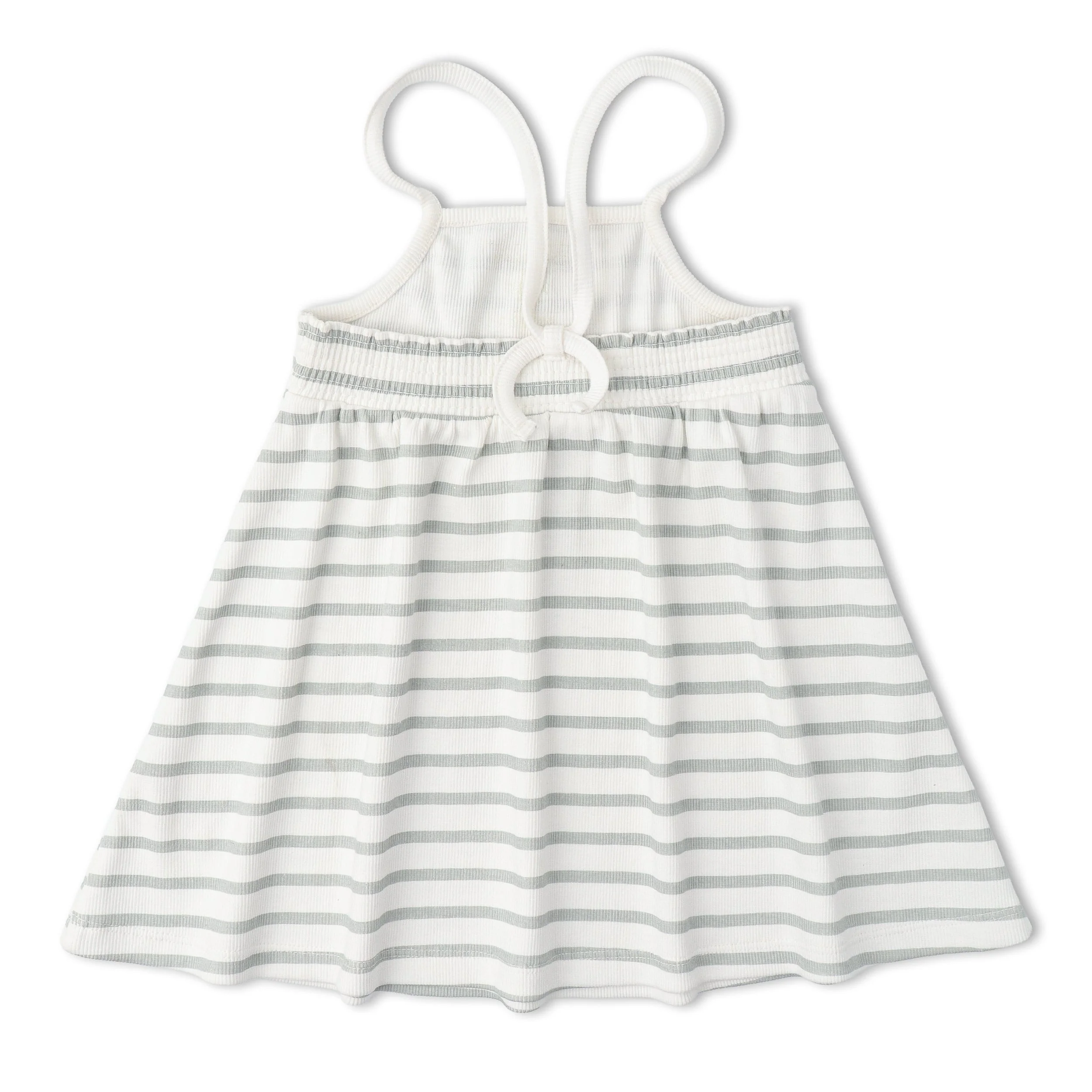 Organic Tie-Back Strap Dress - Fog Stripes - Image 4