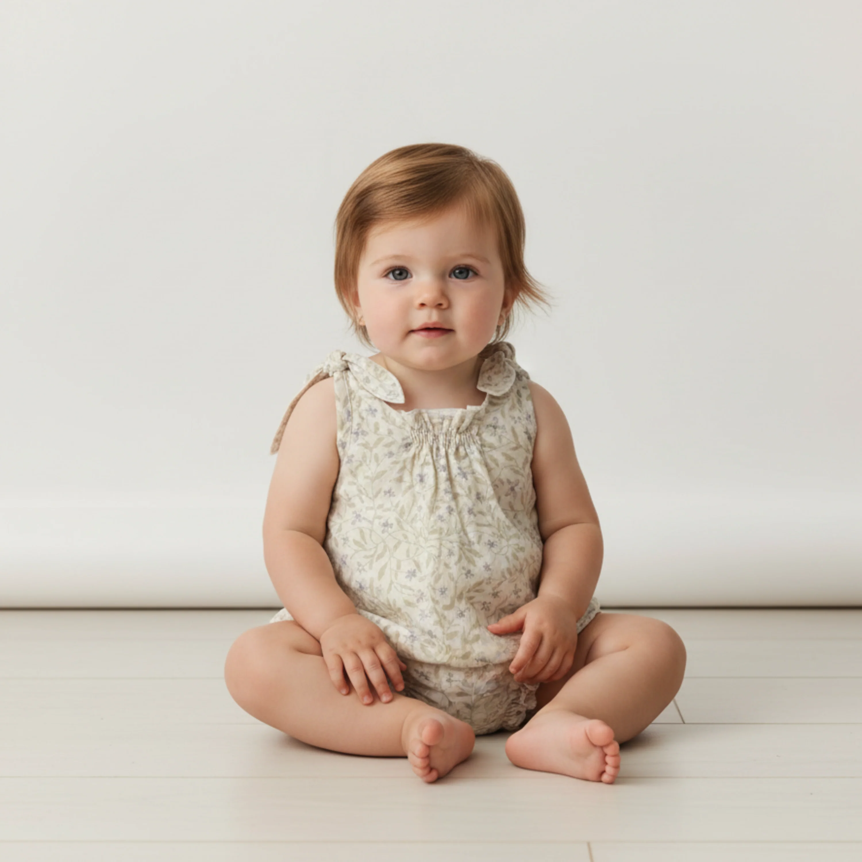 Organic Tie Shoulder Bubble Romper - Bluebelle - Image 4