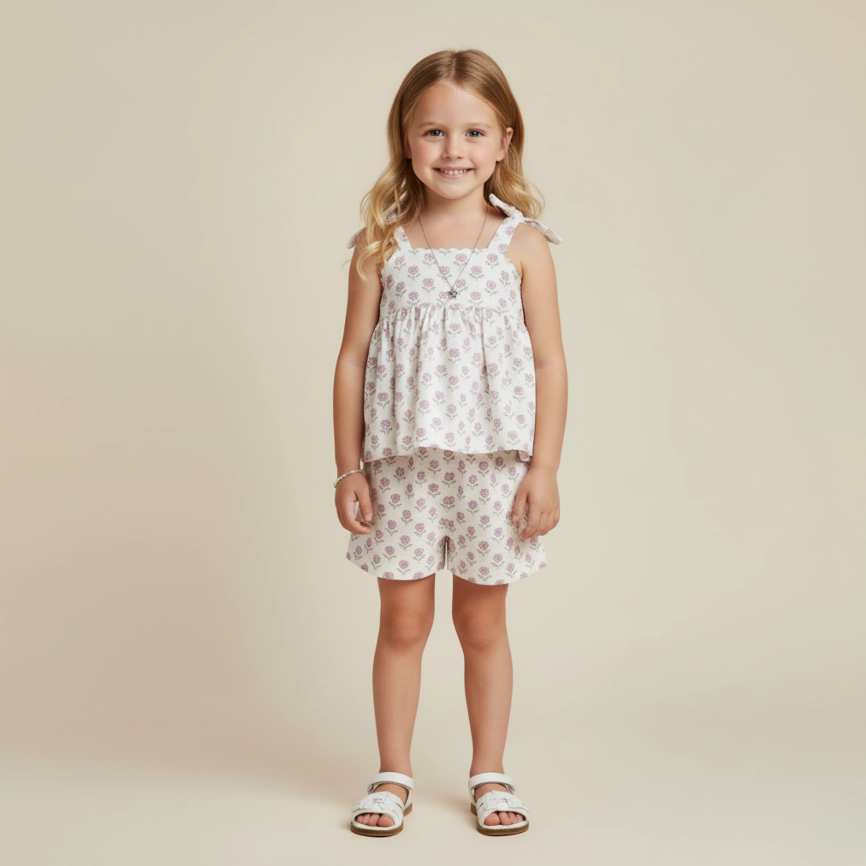 Organic Tie Up Top & Shorts Set - Lavender - Image 3